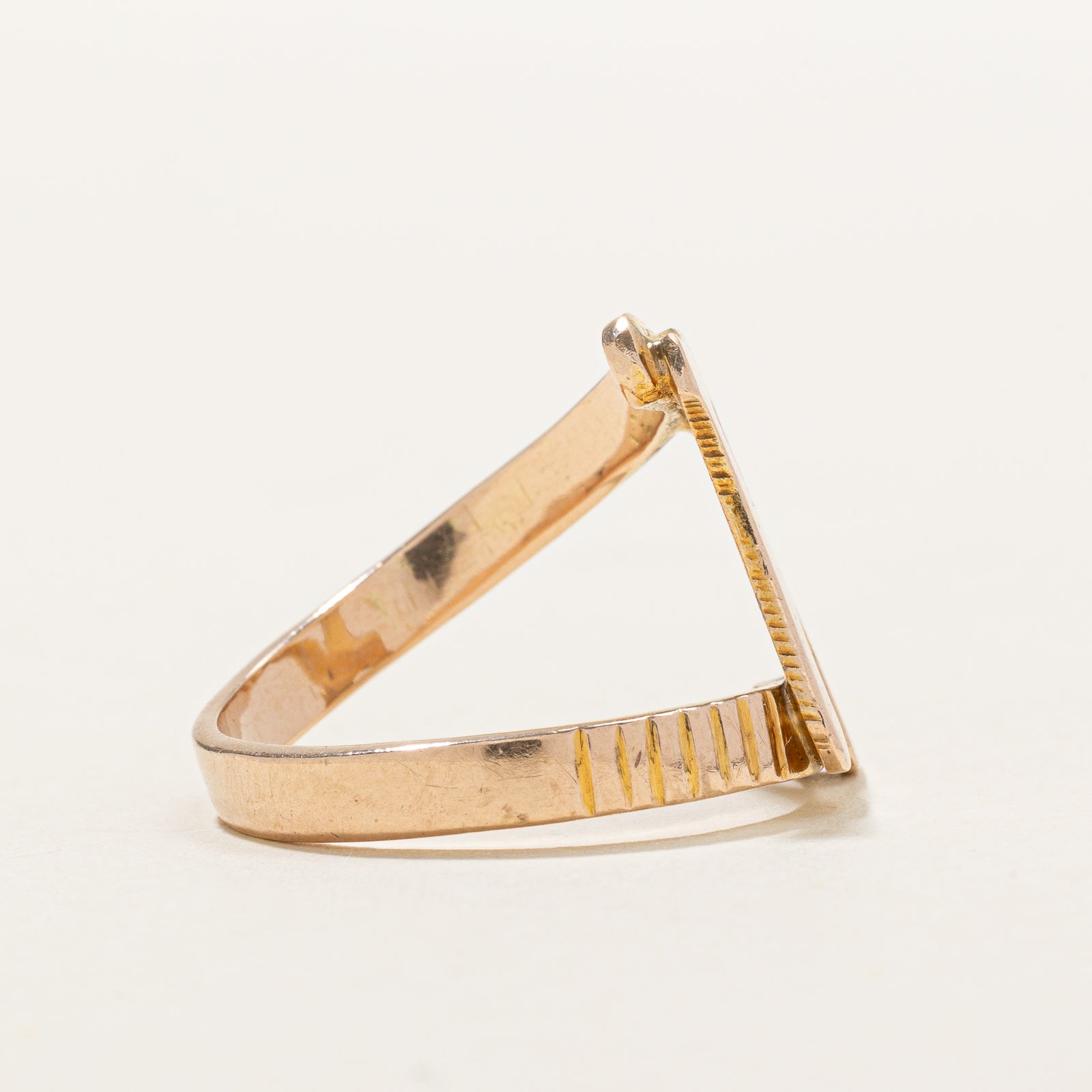 14k Yellow Gold "K" Initial Fluted Bypass Ring | SZ 8.25