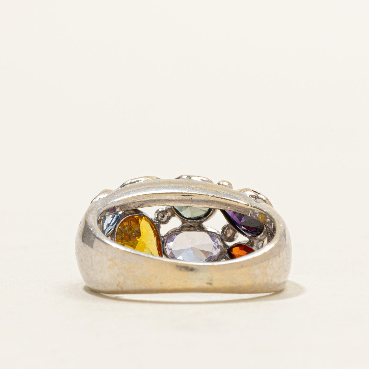 Italian 18k Bezel Set Multi Gemstone Abstract Band | 2.25ctw | SZ 6.5