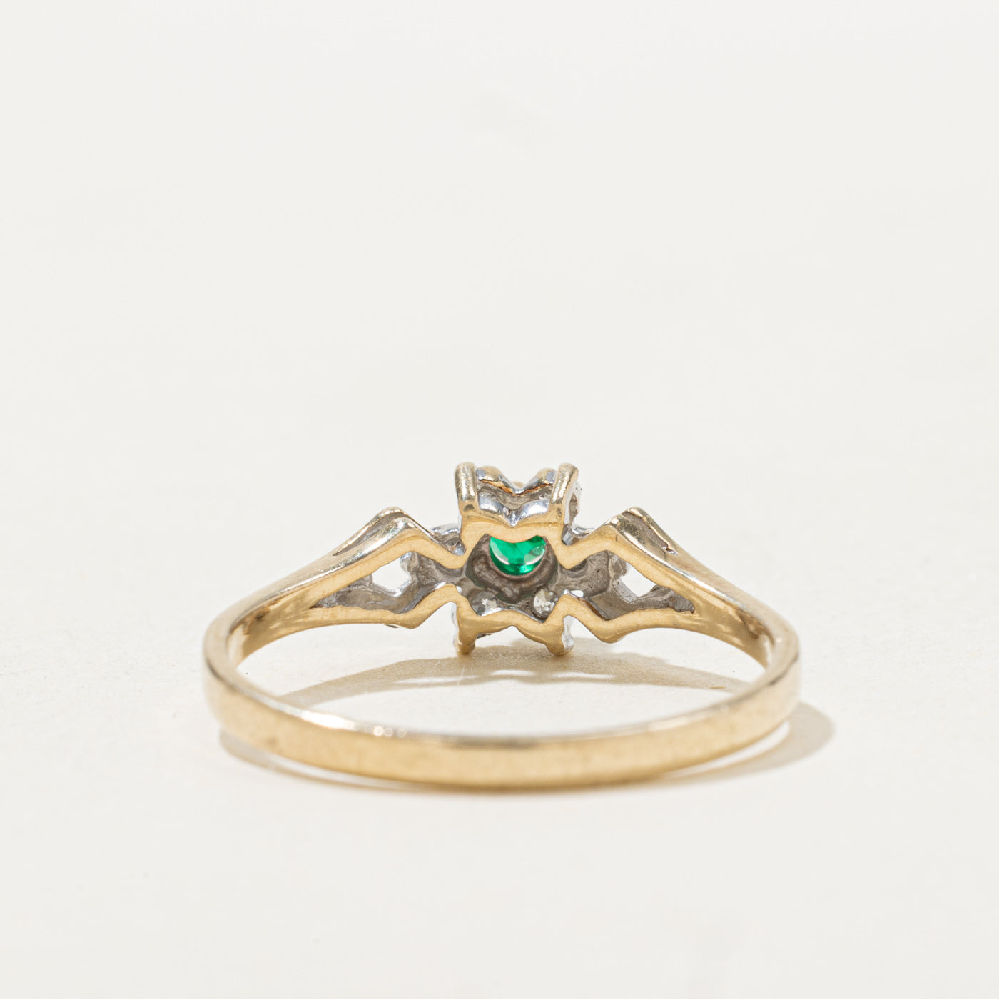 Emerald & Diamond Petal Ring | 0.07ct, 0.03ctw | SZ 6.5 |