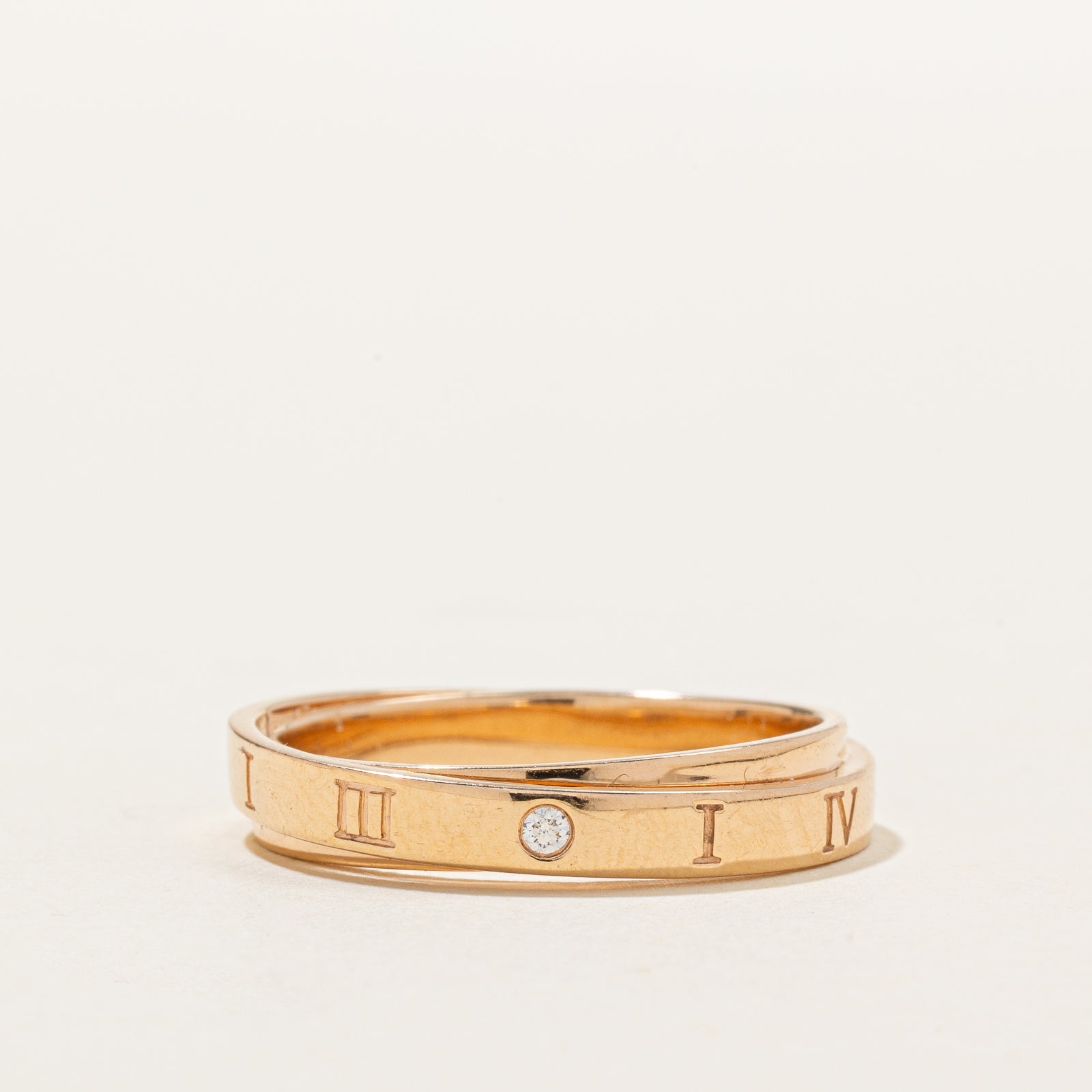 18k Diamond Roman Numeral Engraved Ring | 0.02ct | SZ 9.5