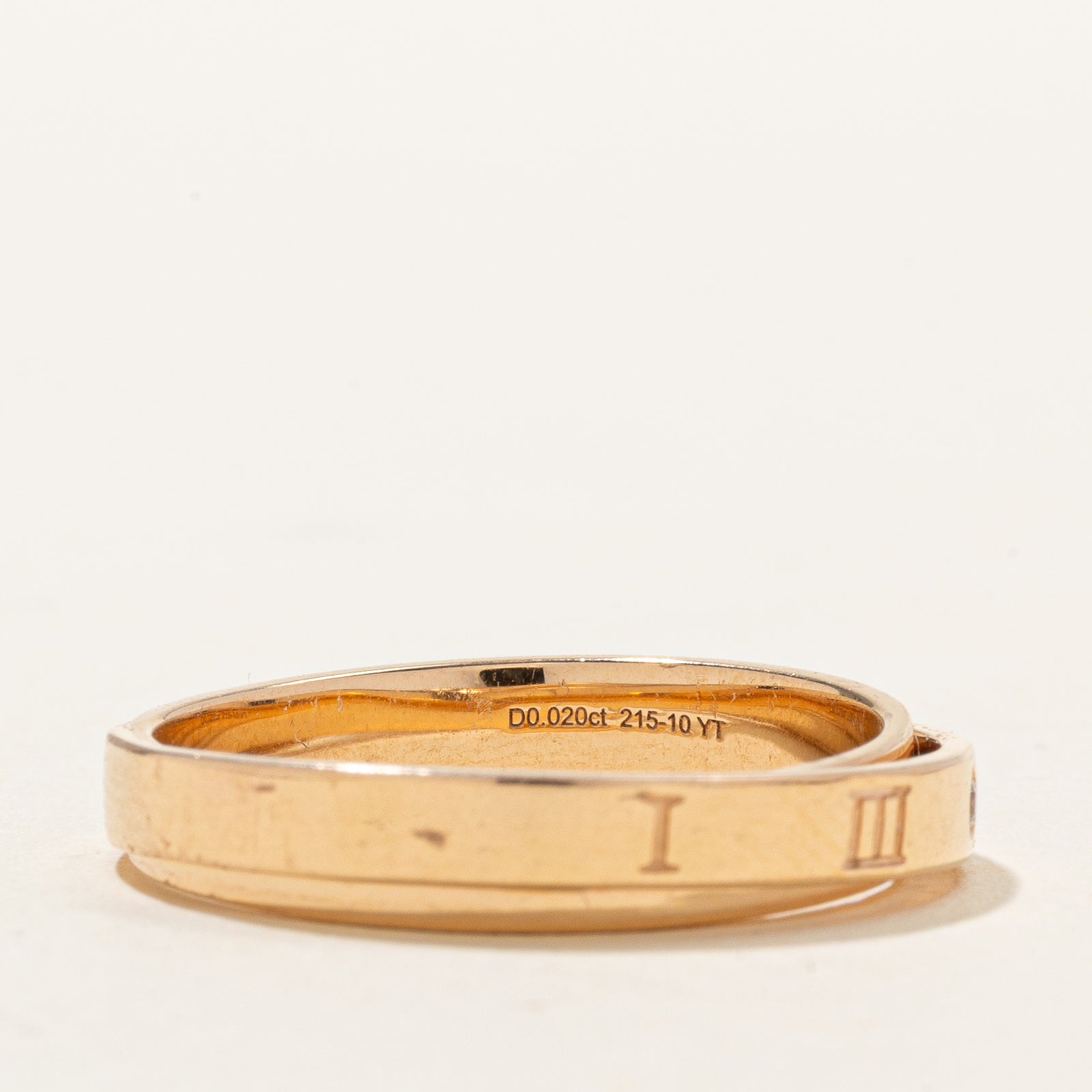 18k Diamond Roman Numeral Engraved Ring | 0.02ct | SZ 9.5