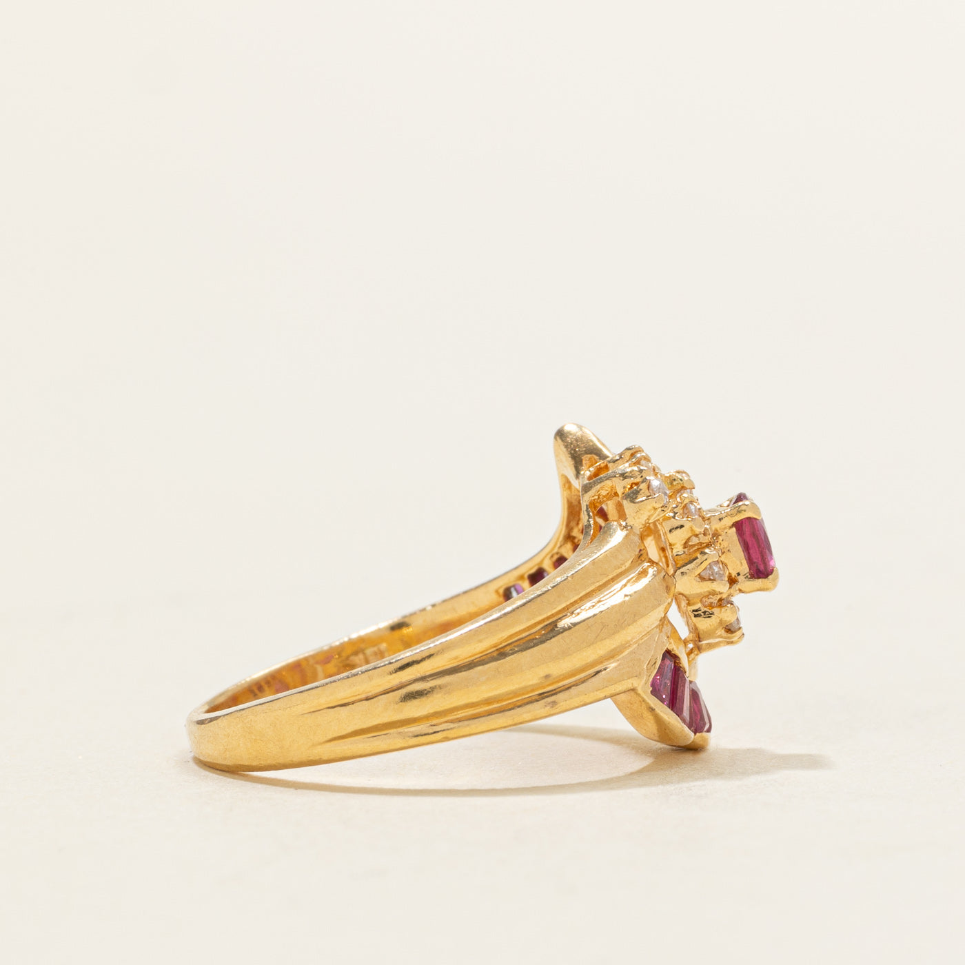 Ruby & Diamond Halo Cluster Ring | 0.38ctw, 0.06ctw | SZ 5.0