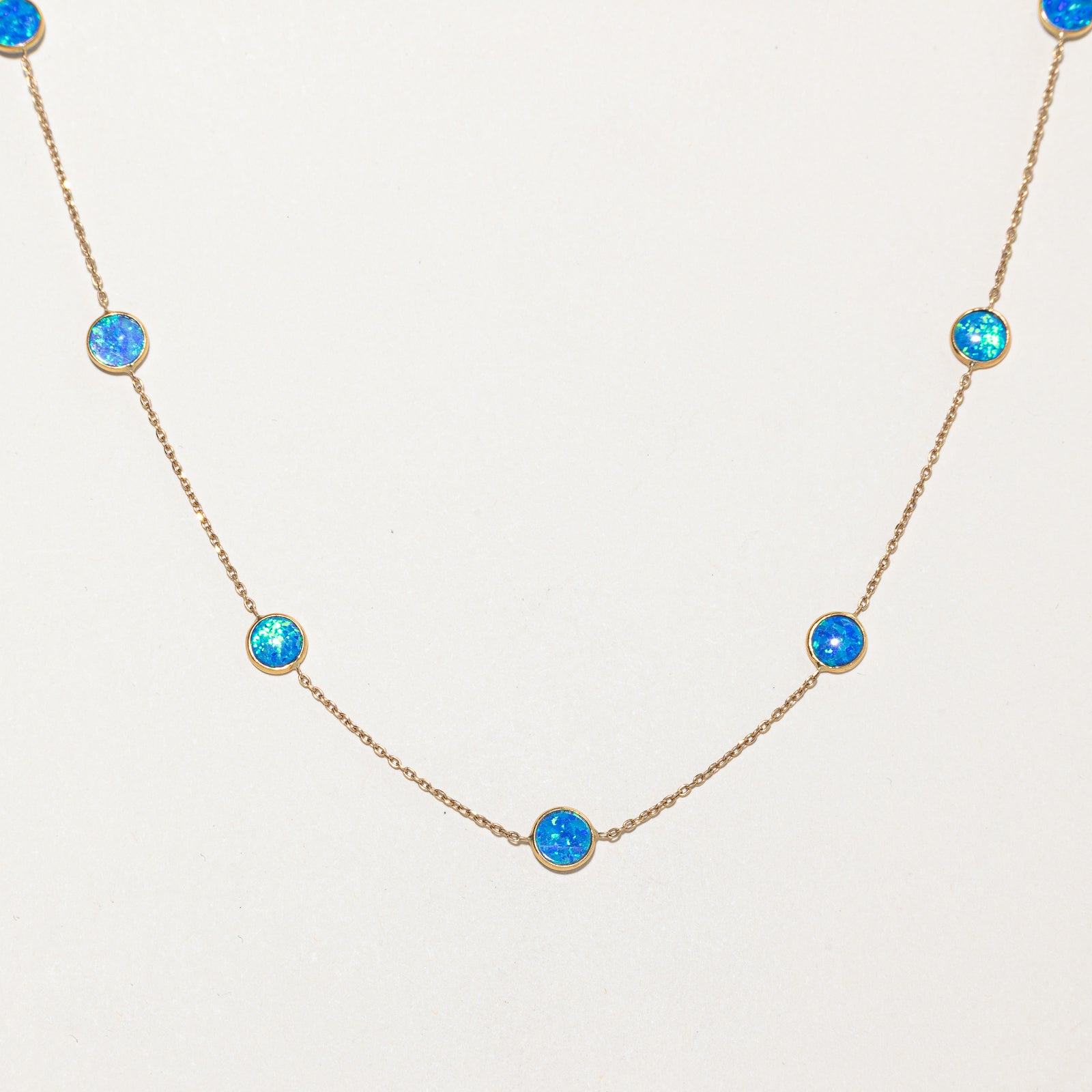18K Synthetic Blue Opal Necklace | 3.00ctw