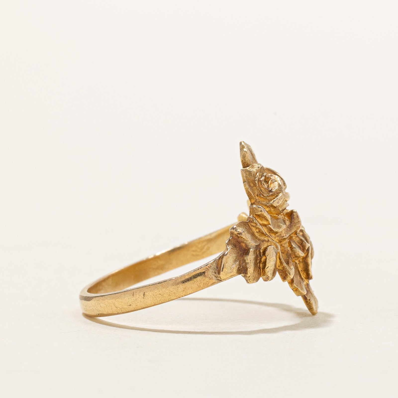 French Hallmarked 18k Yellow Gold Rosebush Ring | SZ 6.5