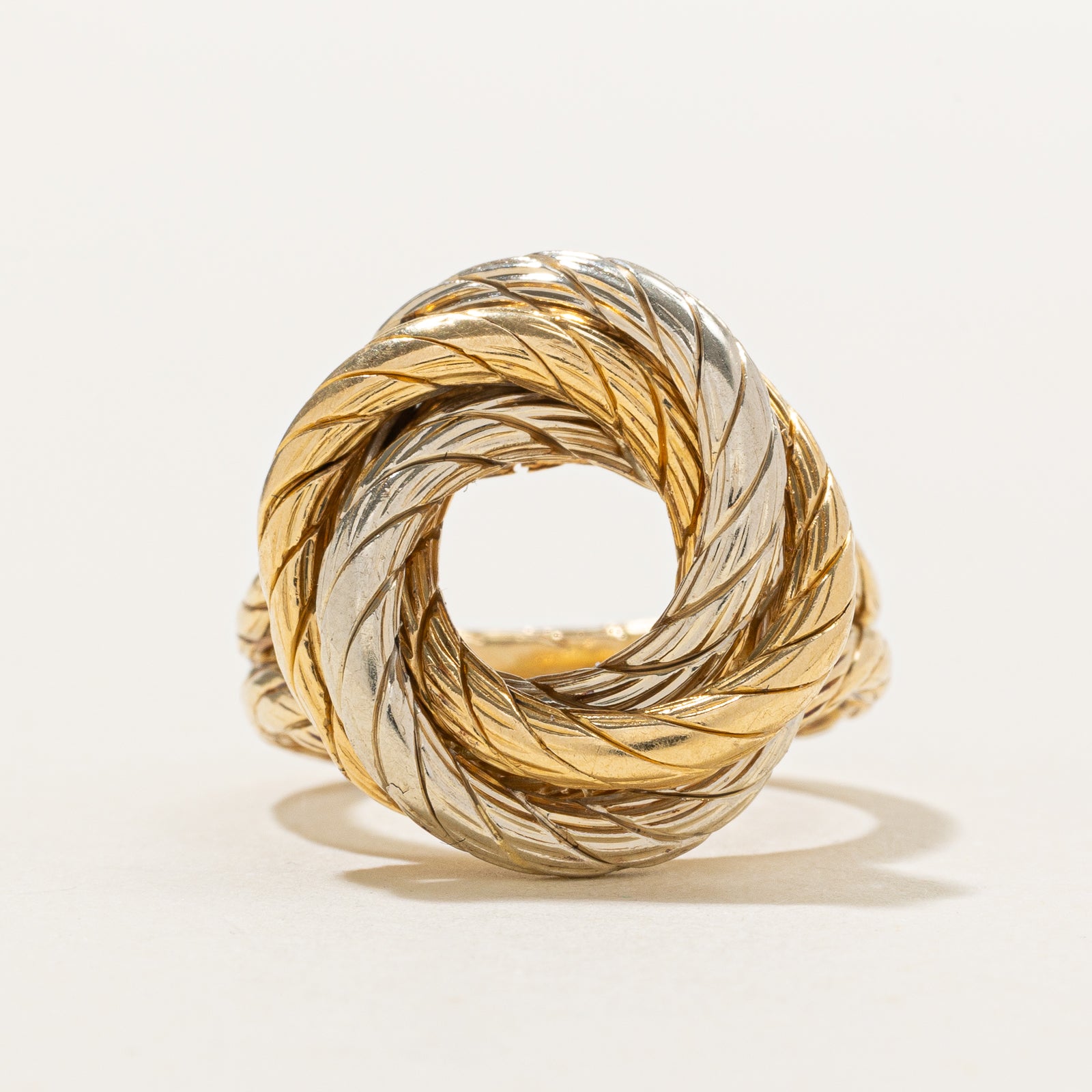 15k Yellow Two Tone Gold Coiled Rope Ring | SZ 6.25
