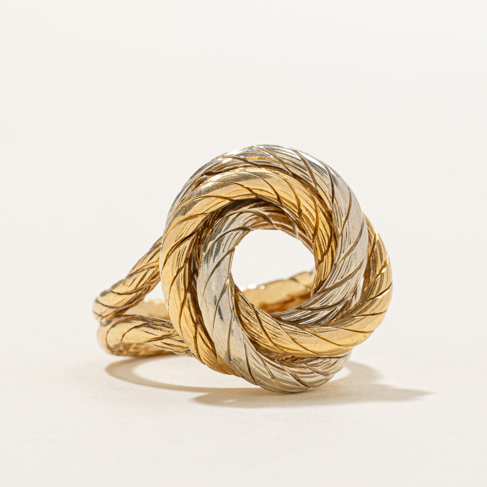 15k Yellow Two Tone Gold Coiled Rope Ring | SZ 6.25