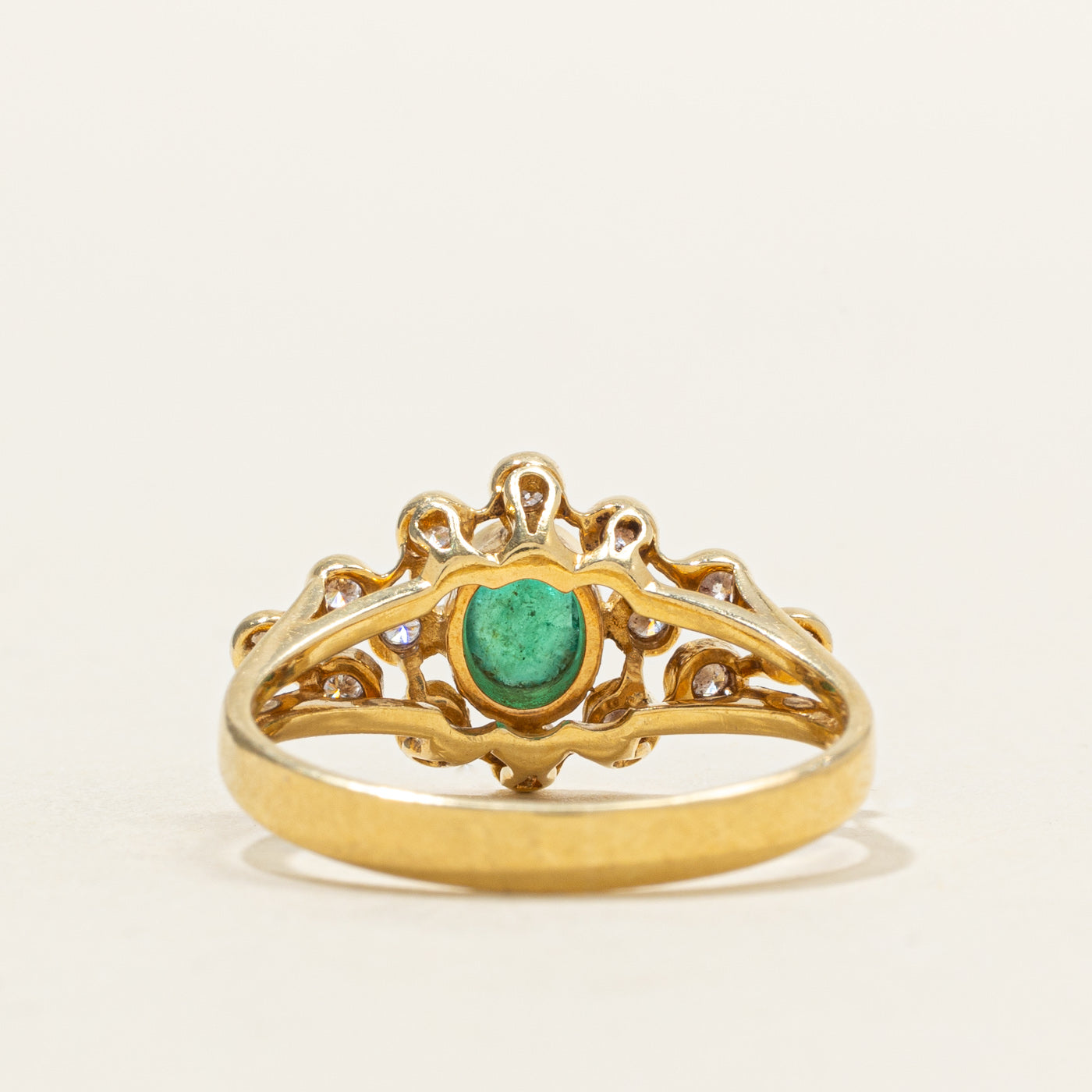 Bezel Set Emerald & Diamond Accented Ring | 0.16ct, 0.17ctw | SZ 7.75