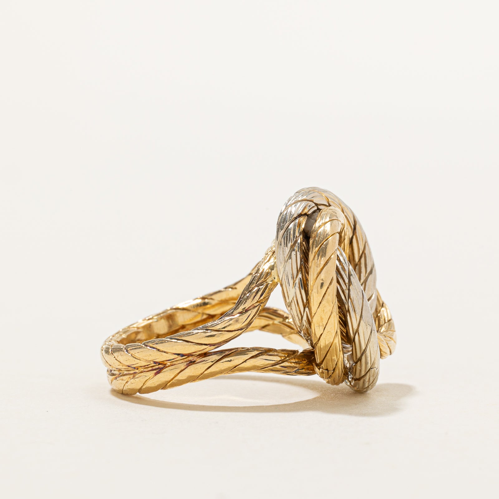 15k Yellow Two Tone Gold Coiled Rope Ring | SZ 6.25