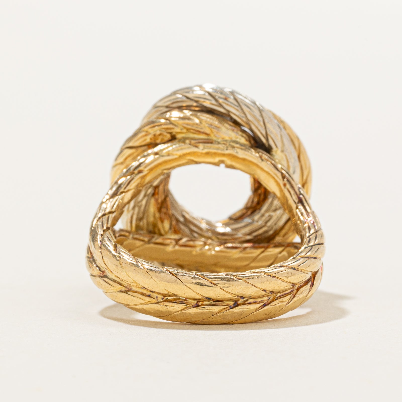 15k Yellow Two Tone Gold Coiled Rope Ring | SZ 6.25