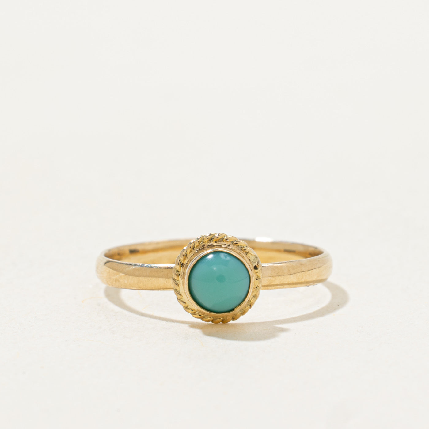 Bezel Set Solitaire Turquoise Rope Textured Ring | 0.32ct | SZ 2.75 |
