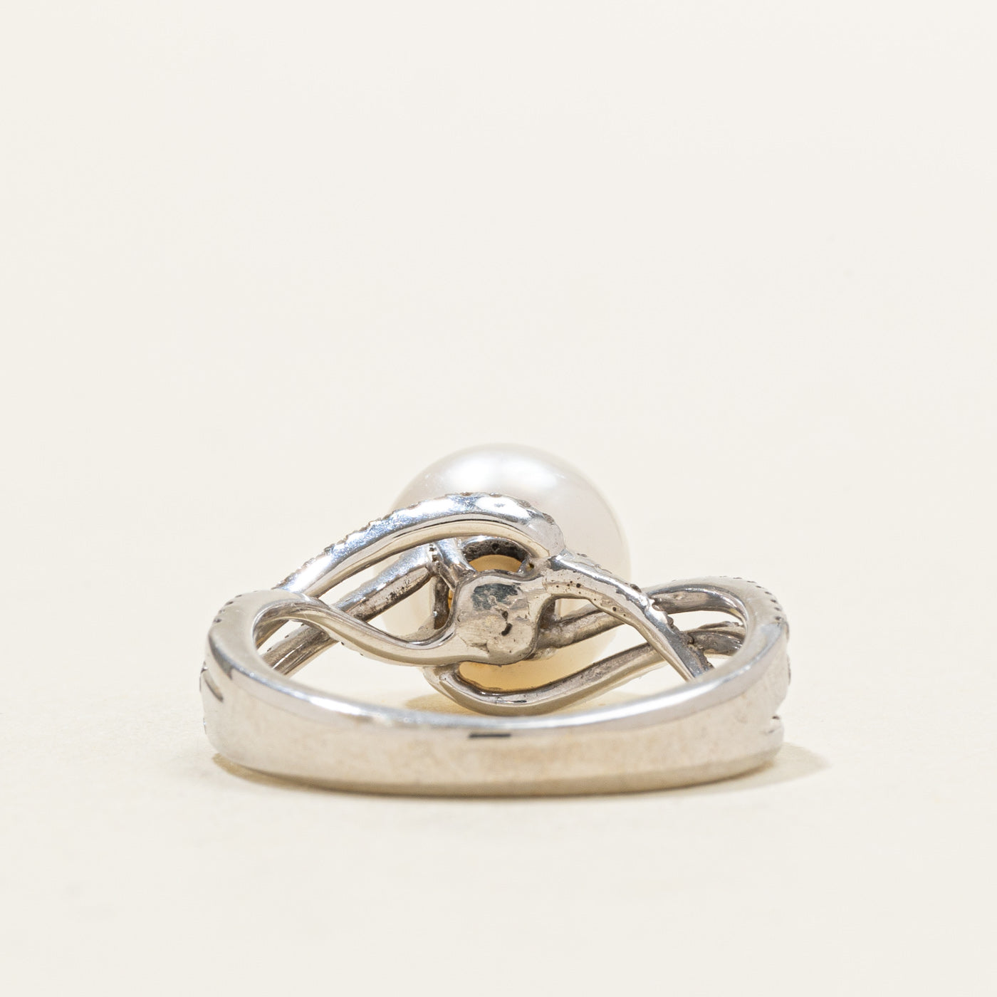 Pearl & Diamond Cross Over Ring | 0.19ctw | SZ 5.25