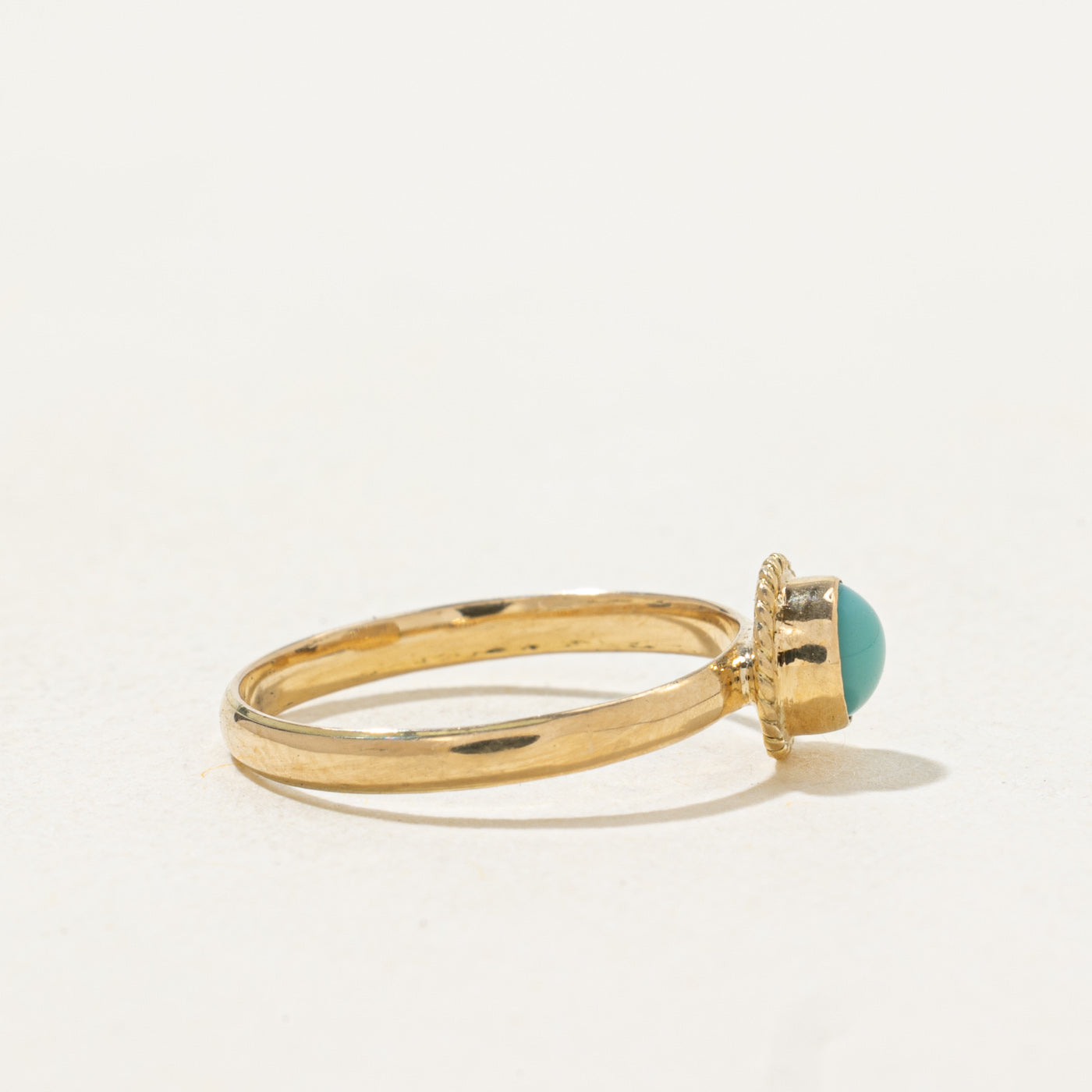 Bezel Set Solitaire Turquoise Rope Textured Ring | 0.32ct | SZ 2.75 |