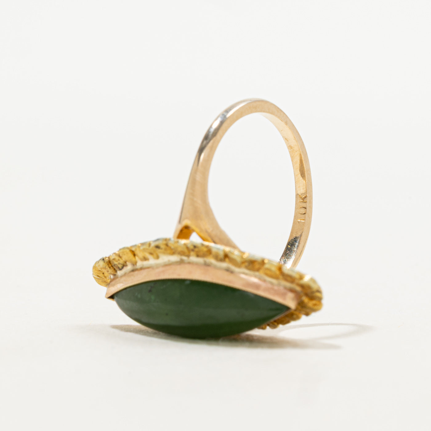 Nephrite Jade Textured Navette Ring | 4.07ct | SZ 6.25 |