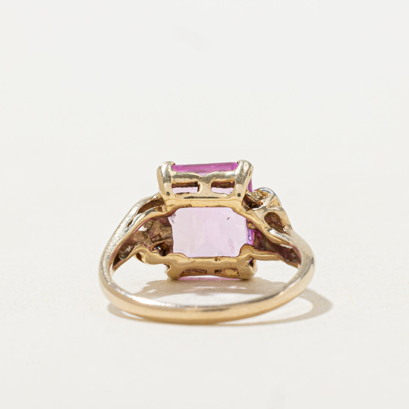 Emerald Cut Syntheitc Spinel & Diamond Ring | 3.09ct, 0.03ctw | SZ 4.5 |