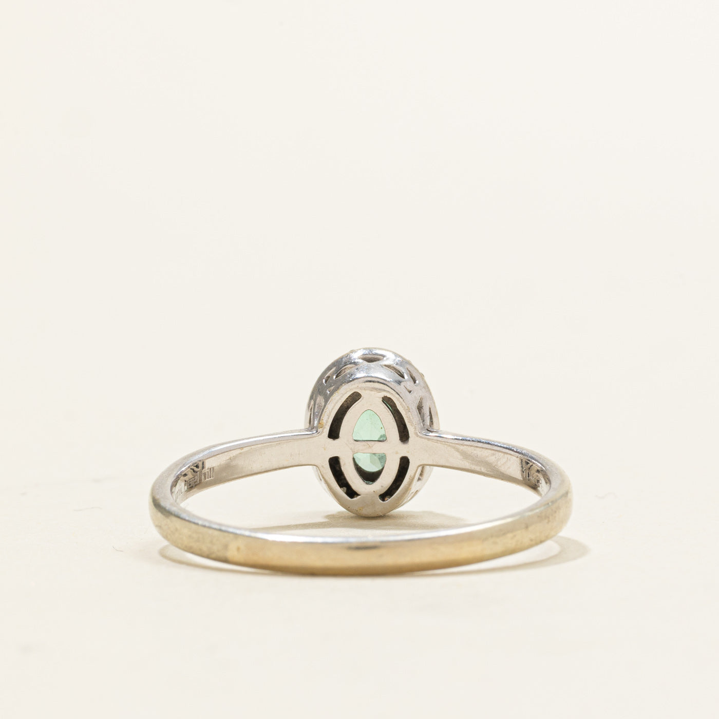 Green Sapphire & Diamond Halo Ring | 1.10ct, 0.10ctw | SZ 12.5
