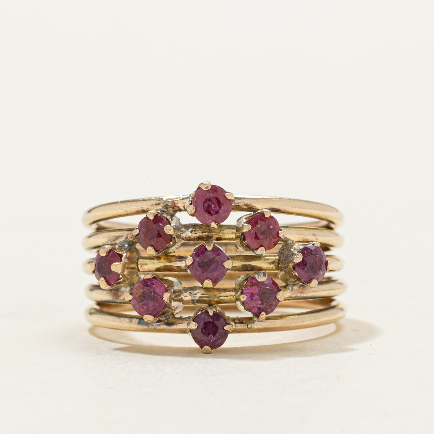 Ruby Geometric Cluster Ring | 0.75ctw | SZ 7.25