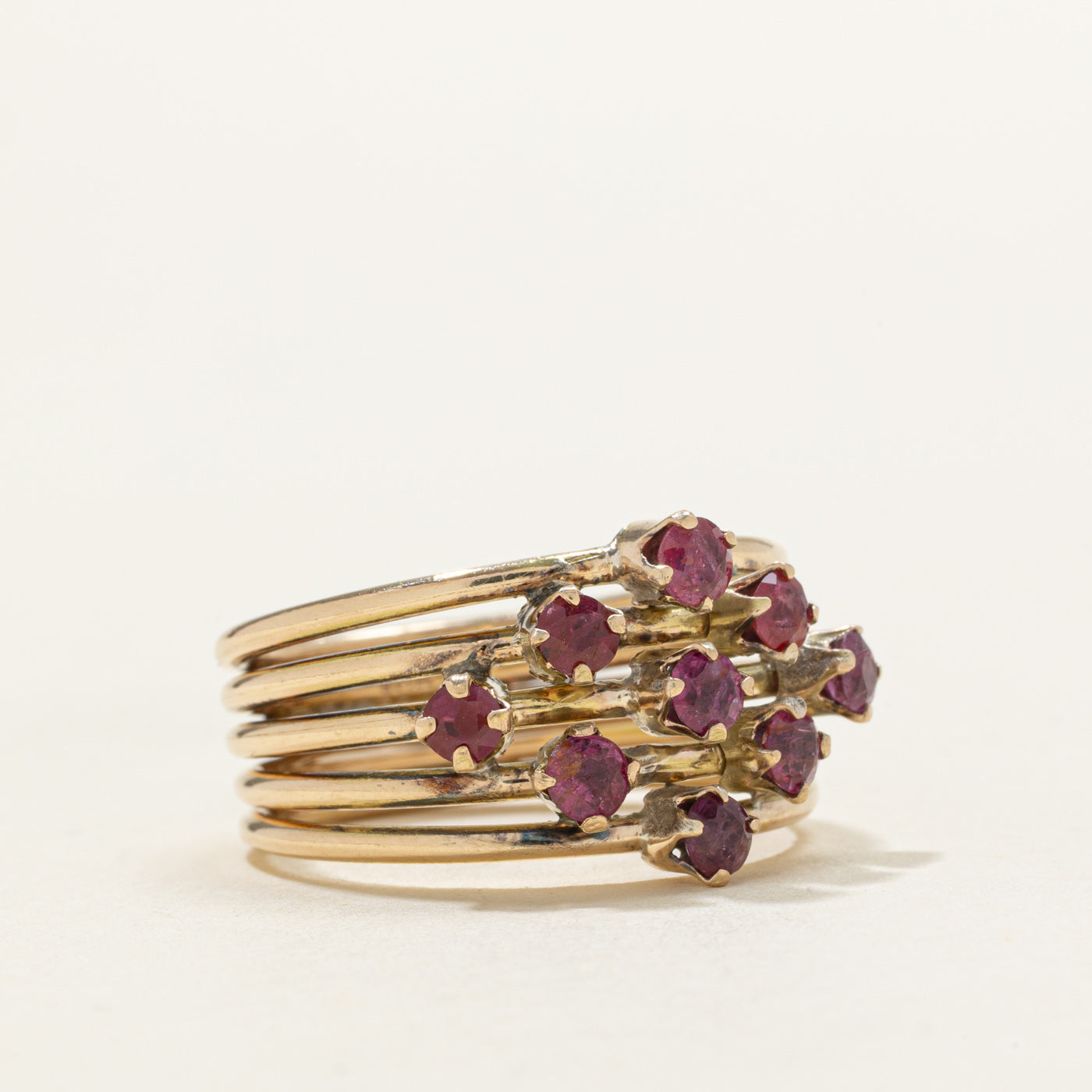 Ruby Geometric Cluster Ring | 0.75ctw | SZ 7.25