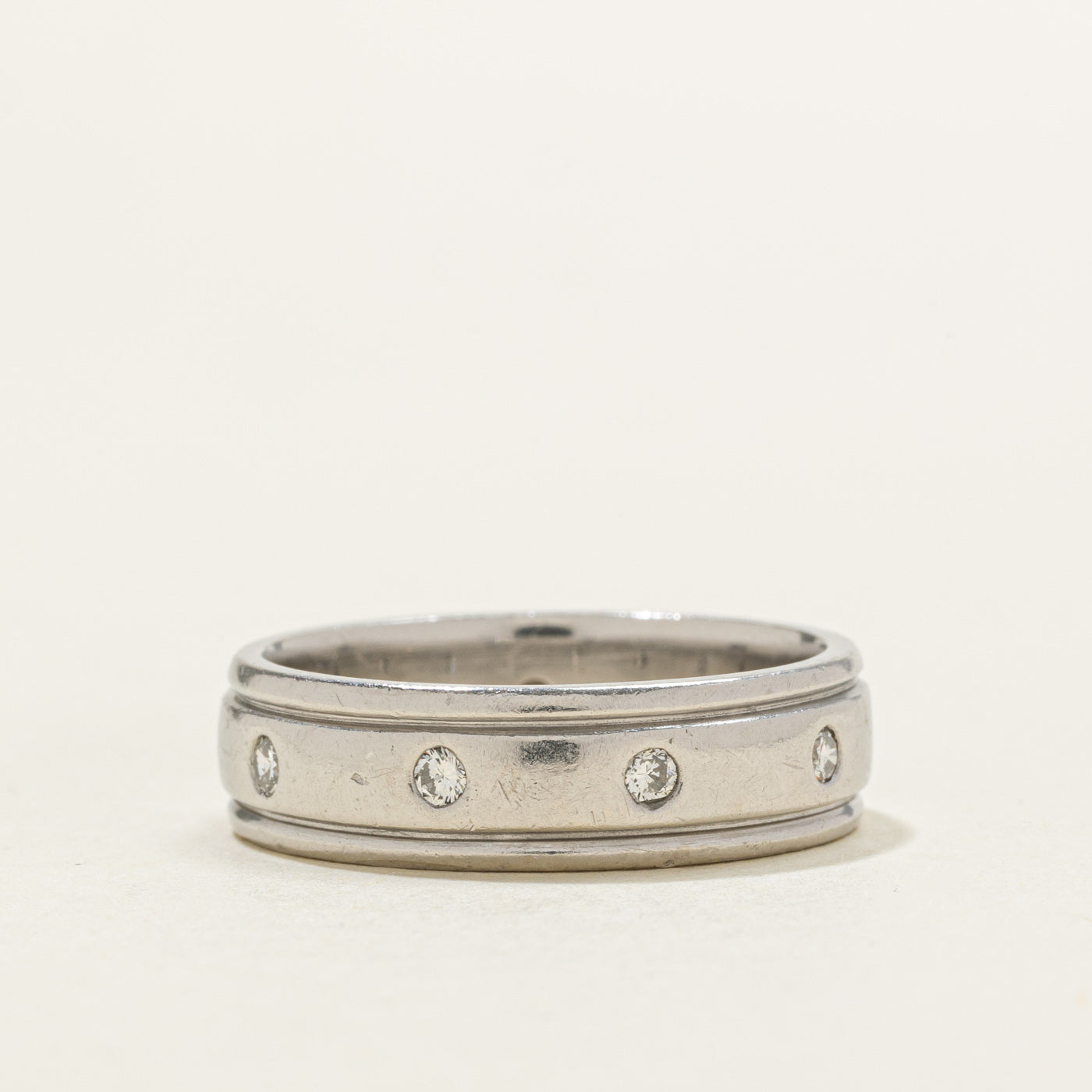 950 Platinum Flush Set Diamond Band | 0.16ctw | 5.95mm | SZ 8.25