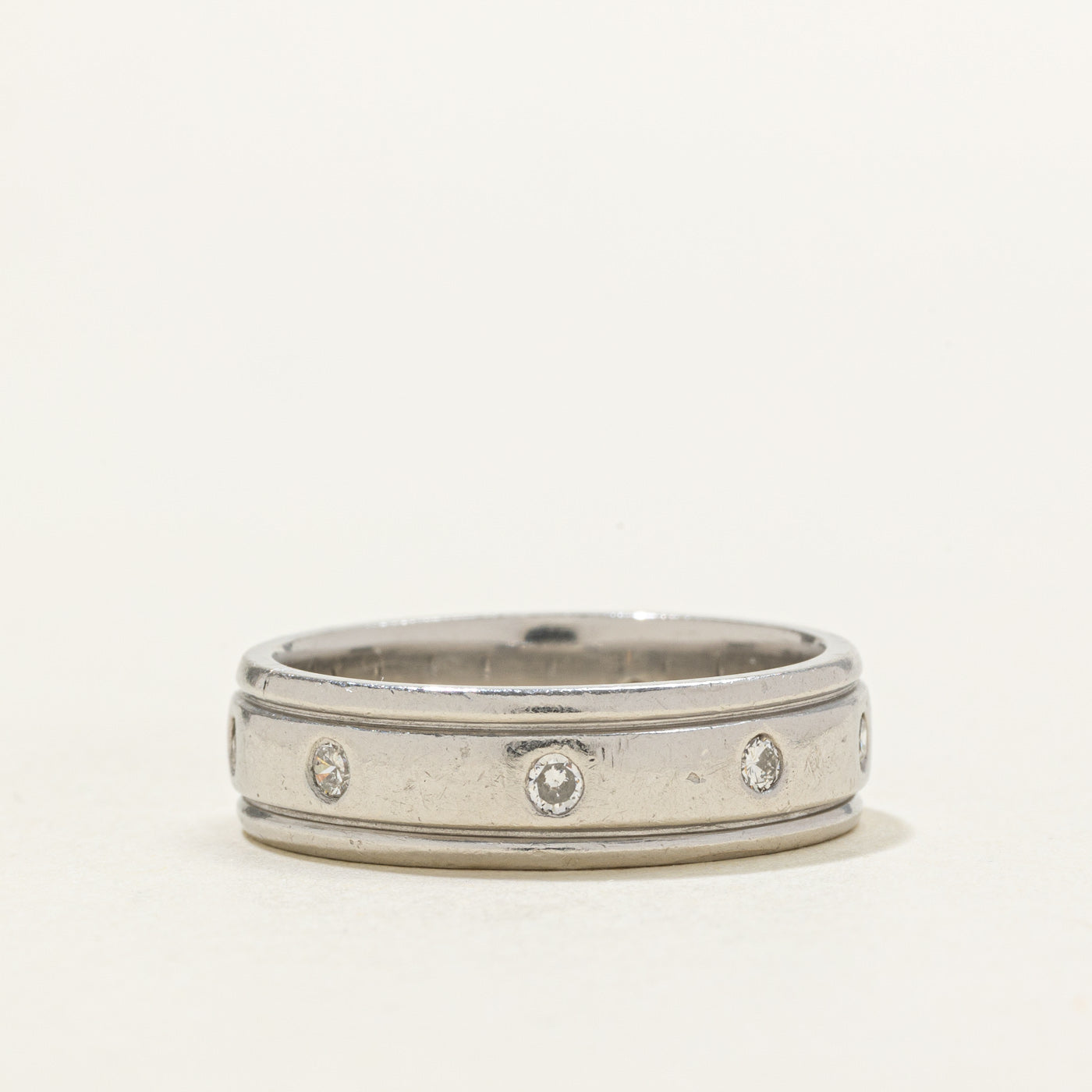 950 Platinum Flush Set Diamond Band | 0.16ctw | 5.95mm | SZ 8.25