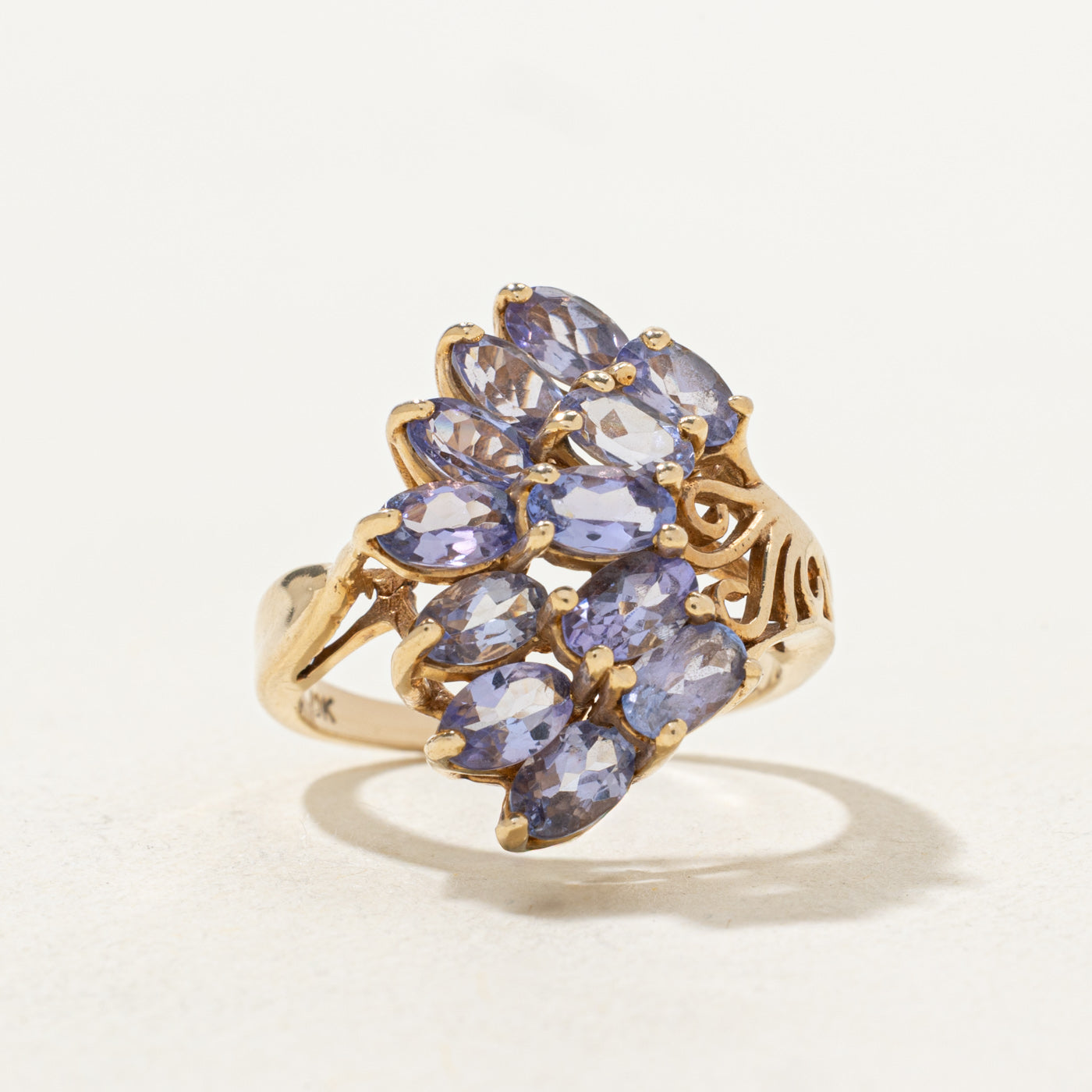 Oval Cut Tanzanite Cluster Cocktail Ring | 2.64ctw | SZ 6.0 |
