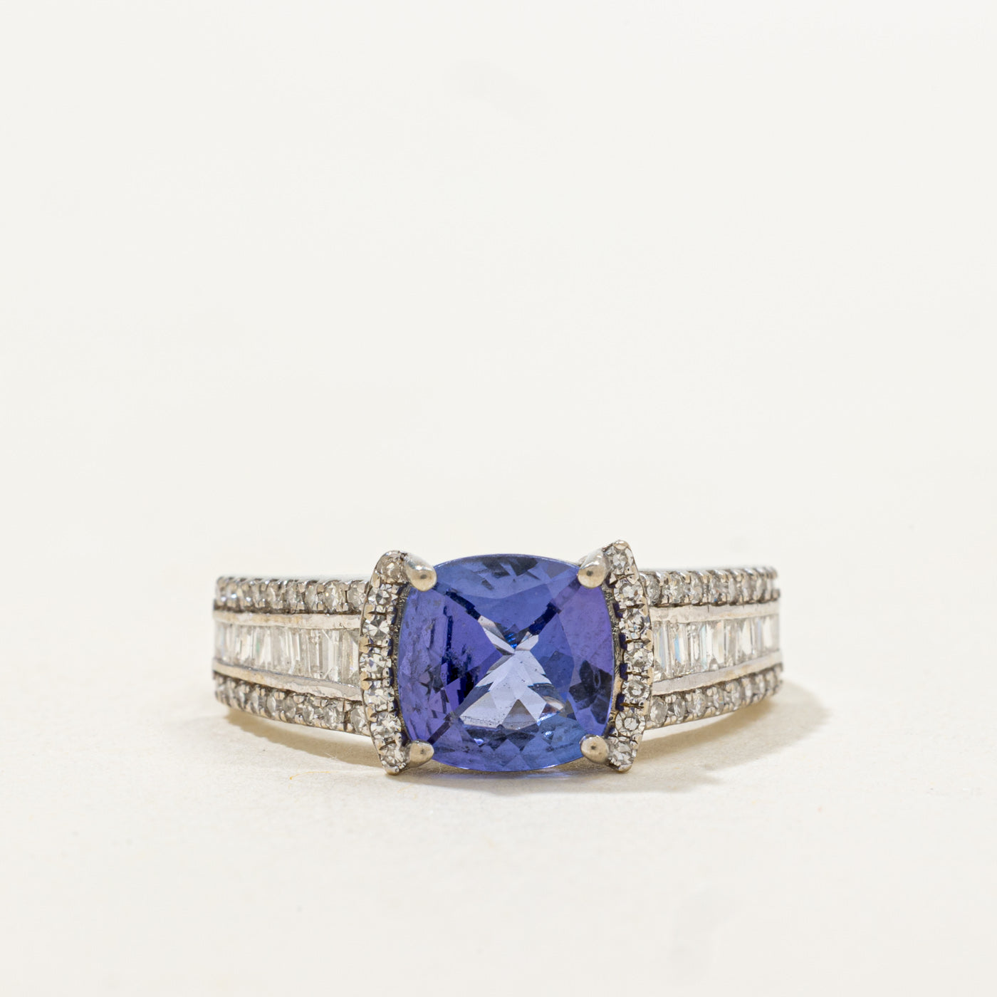 'Effy' Cushion Cut Tanzanite & Diamond Accented Ring | 1.42ct, 0.3ctw | SZ 7.0 |