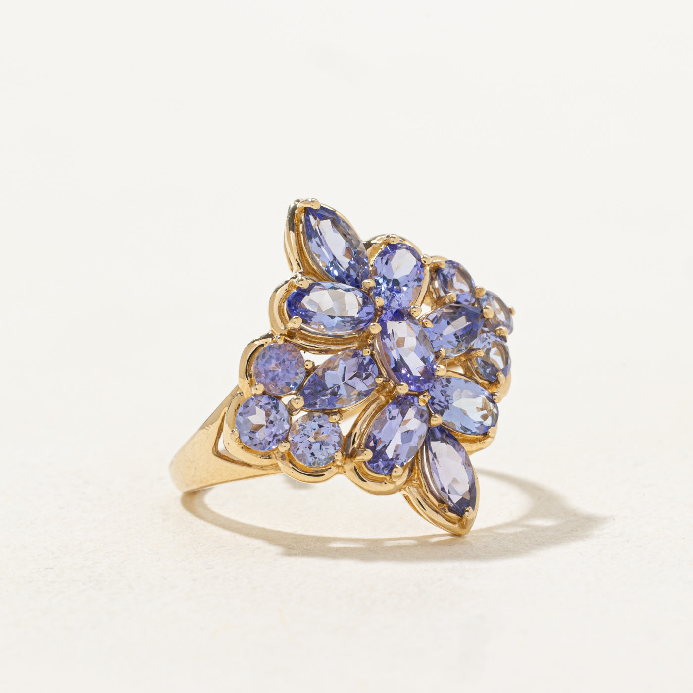 Oval Cut Tanzanite Cluster Cocktail Ring | 2.7ctw | SZ 7.0 |