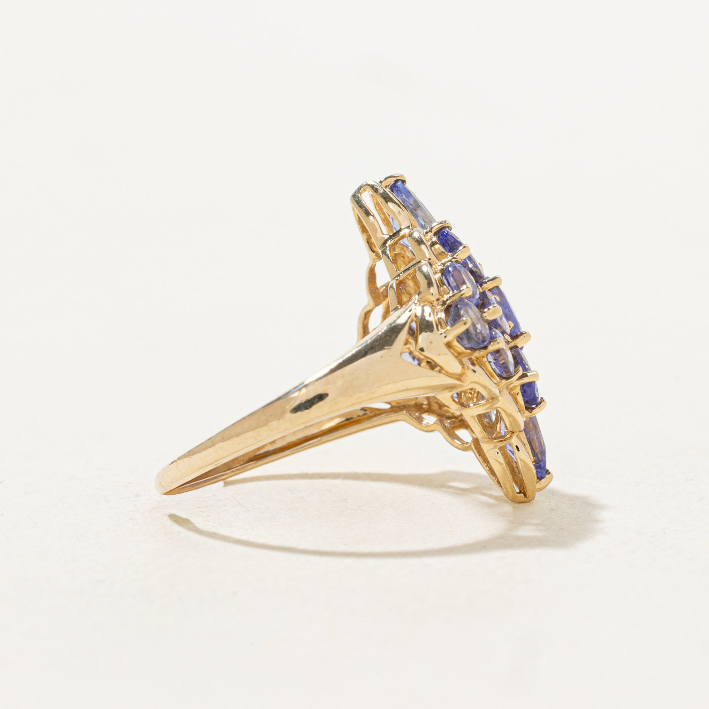 Oval Cut Tanzanite Cluster Cocktail Ring | 2.7ctw | SZ 7.0 |