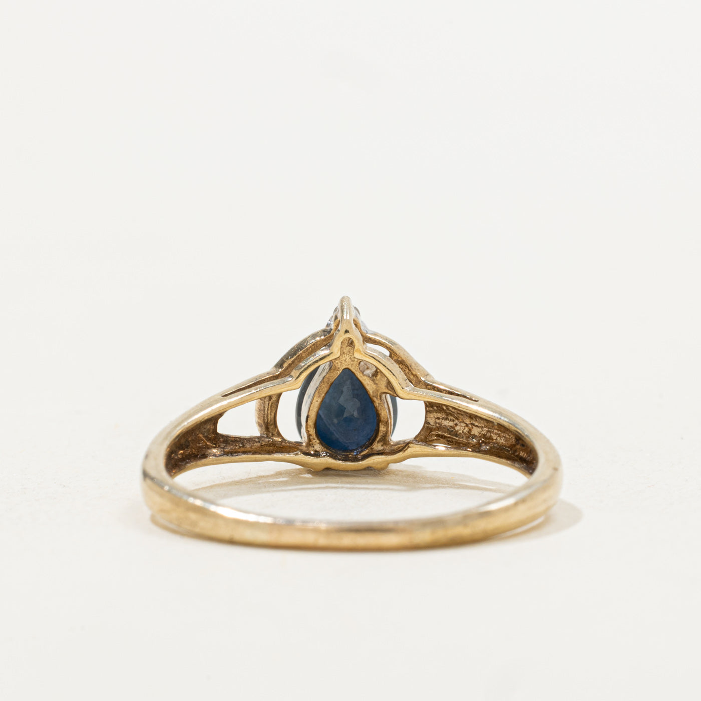 Pear Cut Sapphire & Diamond Openwork Ring | 0.83ct, 0.01ct | SZ 8.5 |