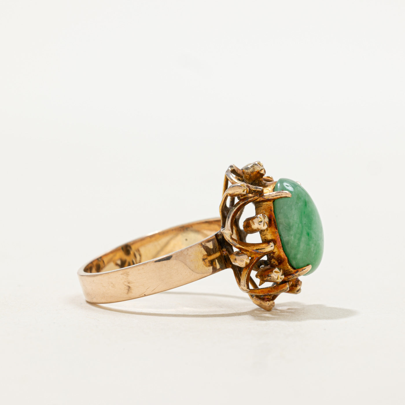 Jade Floral Openwork Cocktail Ring | 3.50ct | SZ 8.25 |