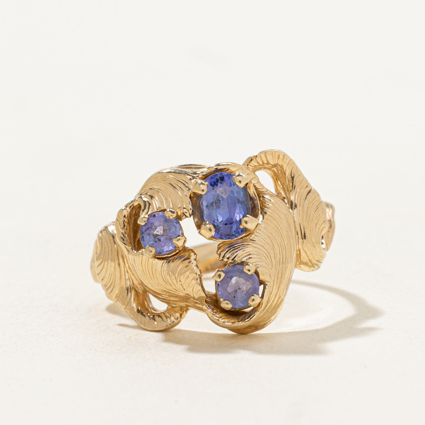 Tanzanite Cluster Engraved Cocktail Ring | 0.7ctw | SZ 7.5 |