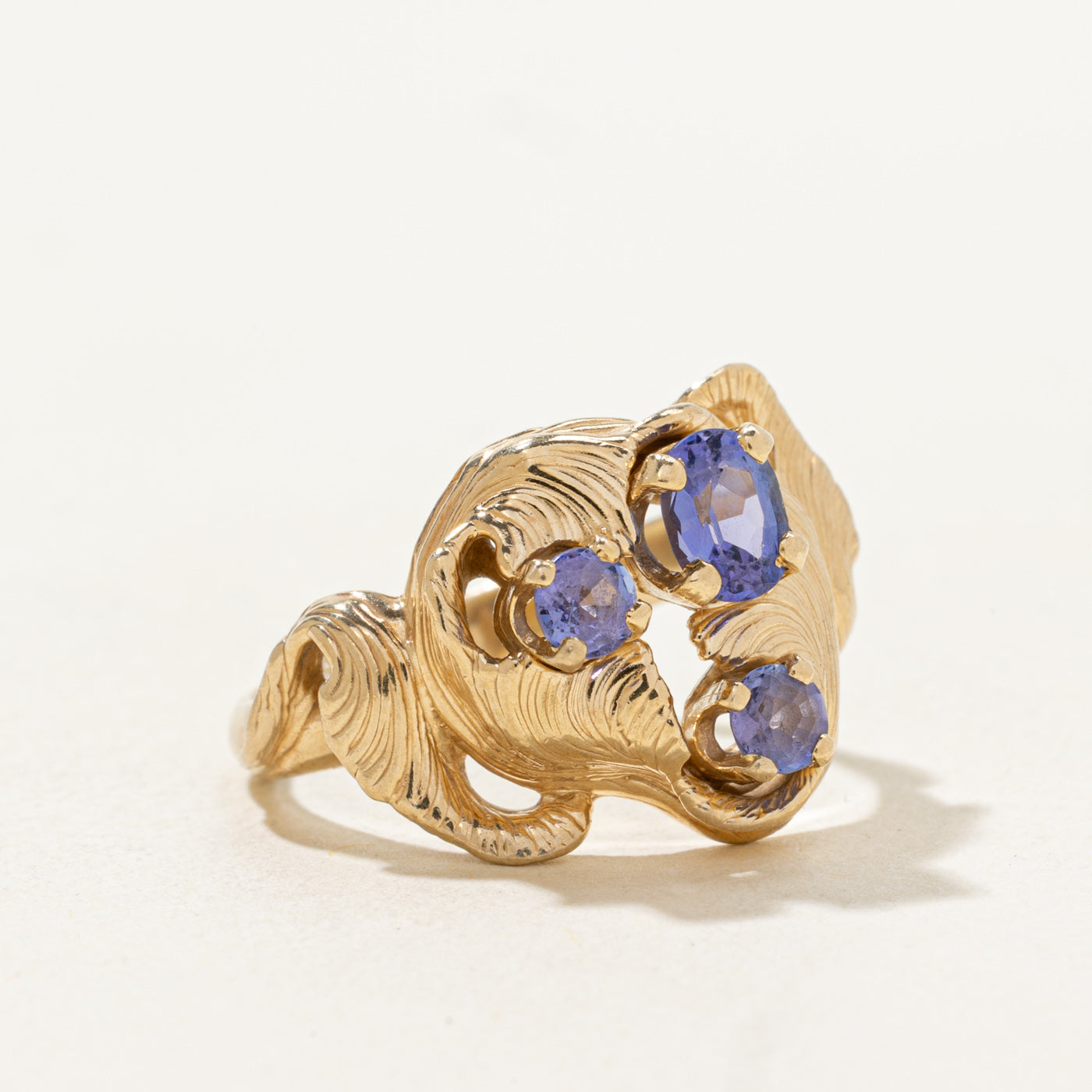 Tanzanite Cluster Engraved Cocktail Ring | 0.7ctw | SZ 7.5 |
