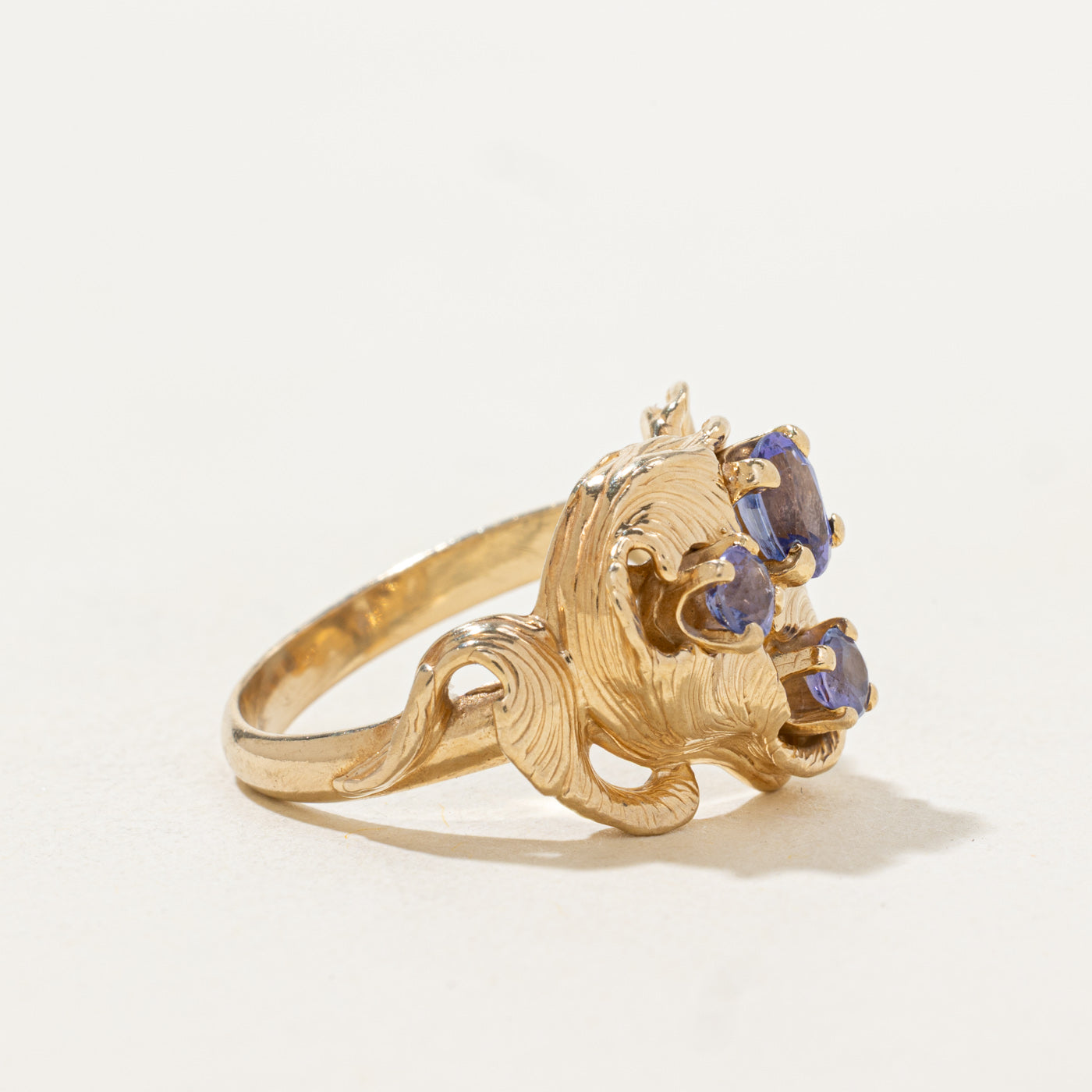Tanzanite Cluster Engraved Cocktail Ring | 0.7ctw | SZ 7.5 |