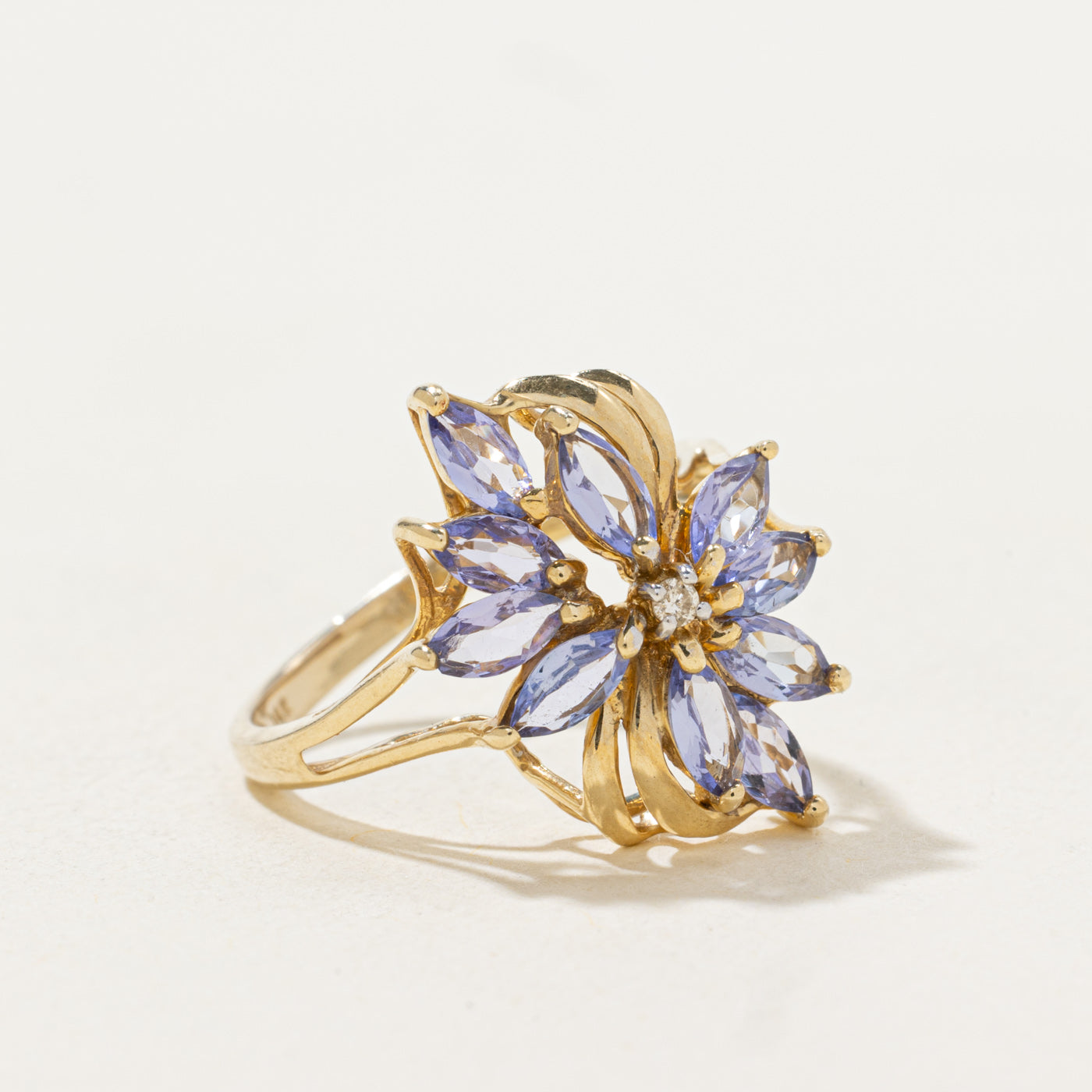 Marquise Cut Tanzanite & Diamond Cocktail Ring | 0.85ctw, 0.01ctw | SZ 6.25 |