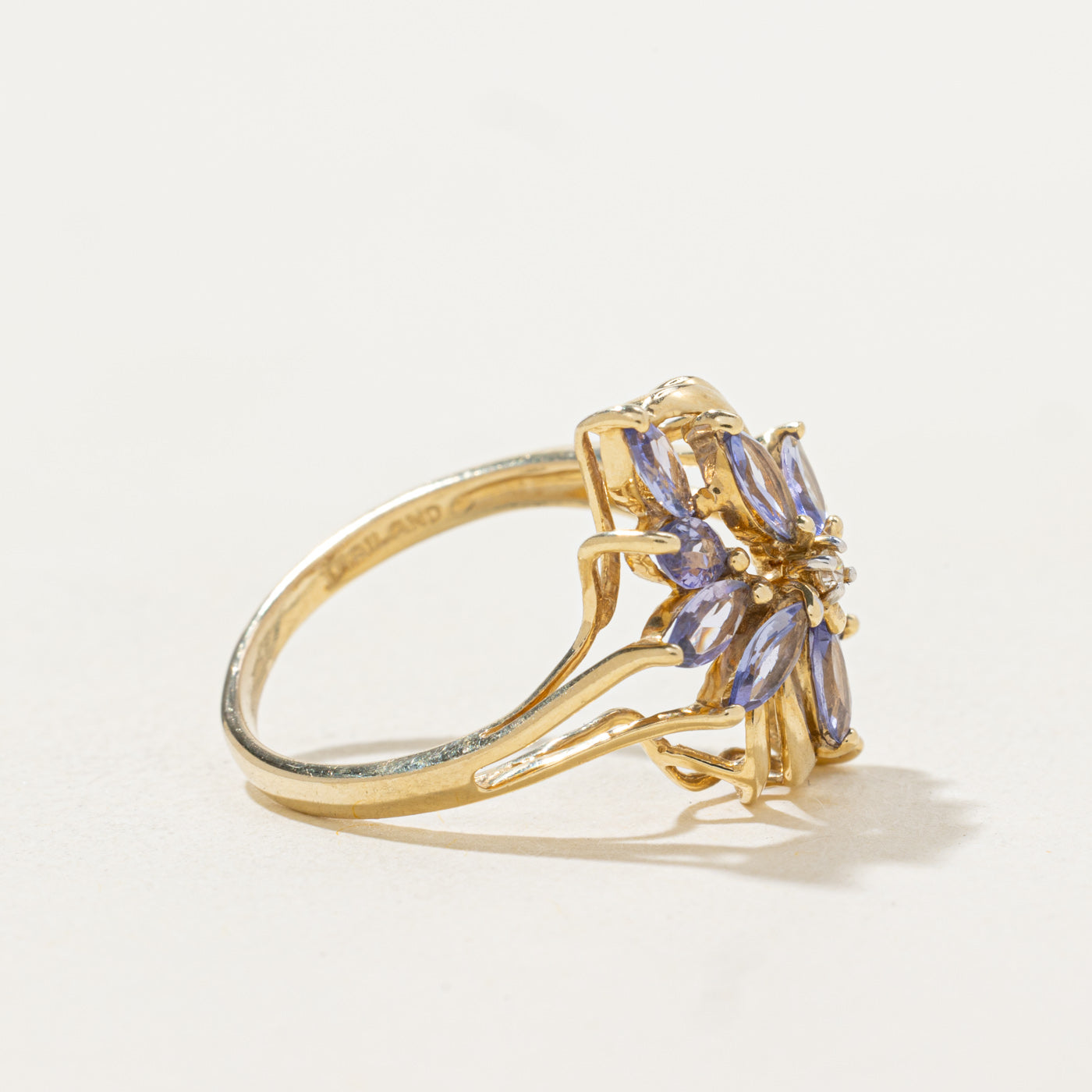 Marquise Cut Tanzanite & Diamond Cocktail Ring | 0.85ctw, 0.01ctw | SZ 6.25 |