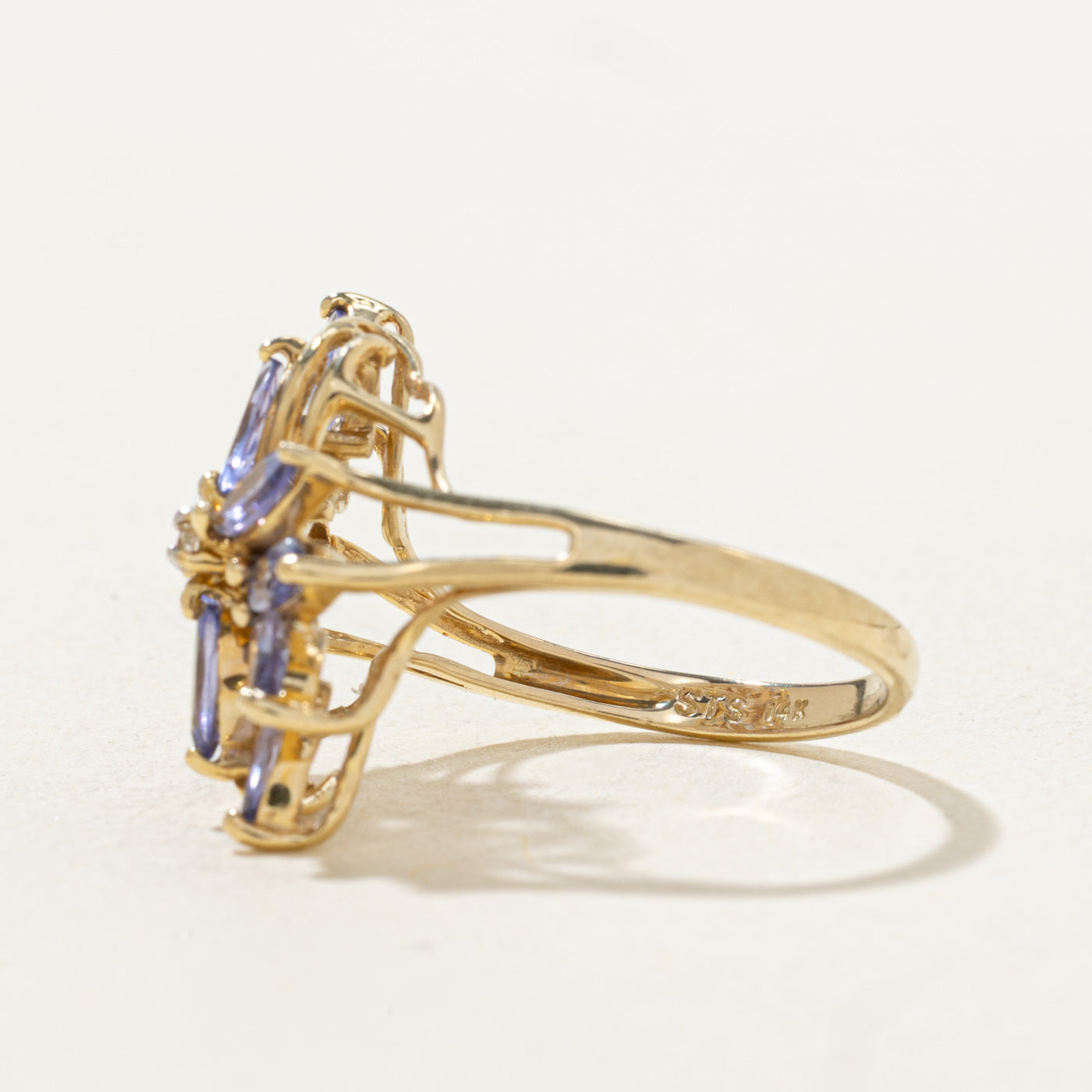 Marquise Cut Tanzanite & Diamond Cocktail Ring | 0.85ctw, 0.01ctw | SZ 6.25 |