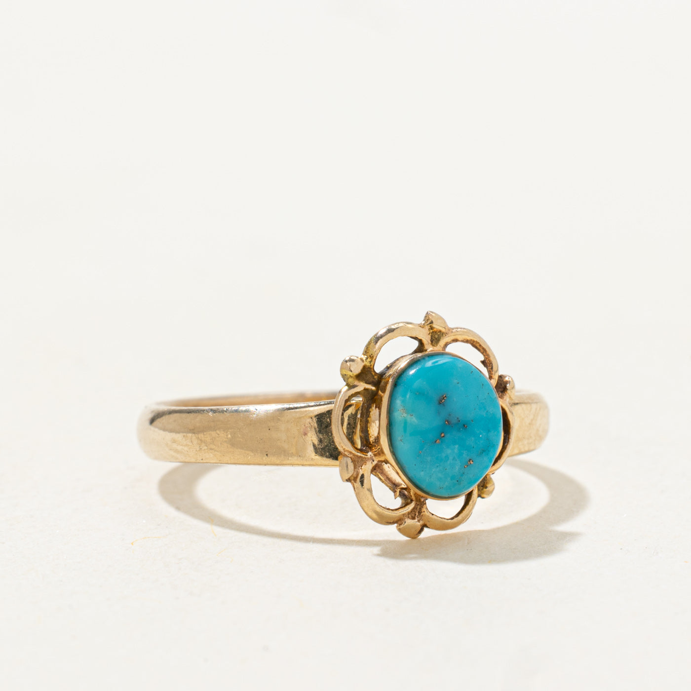 Bezel Set Turquoise Floral Ring | 0.52ct | SZ 6.75 |
