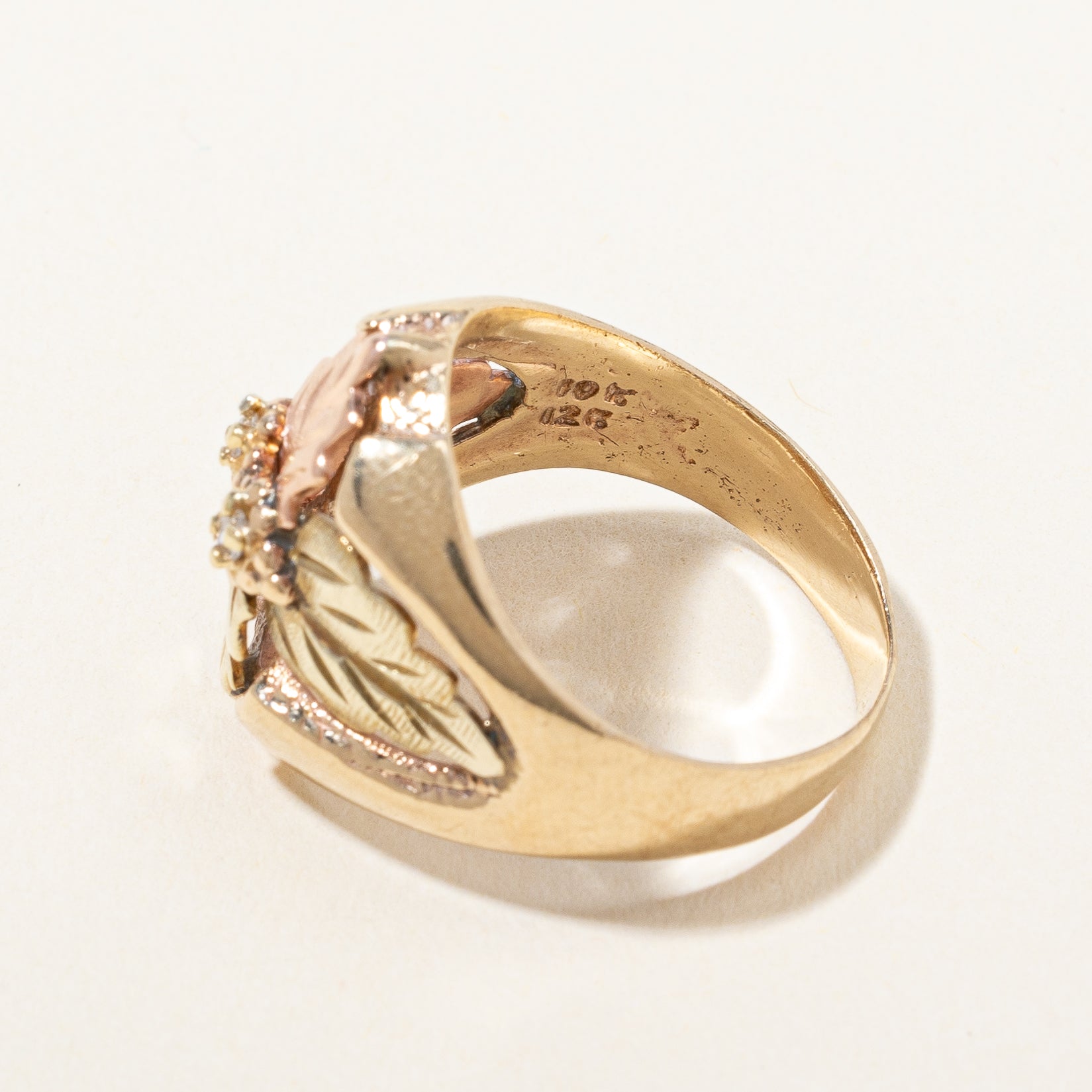 Black Hills Gold' Diamond Leaf Design Ring | 0.03ctw | SZ 6.25 |