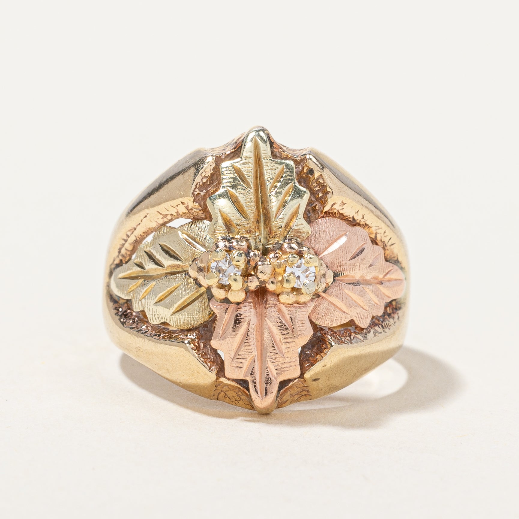 Black Hills Gold' Diamond Leaf Design Ring | 0.03ctw | SZ 6.25 |