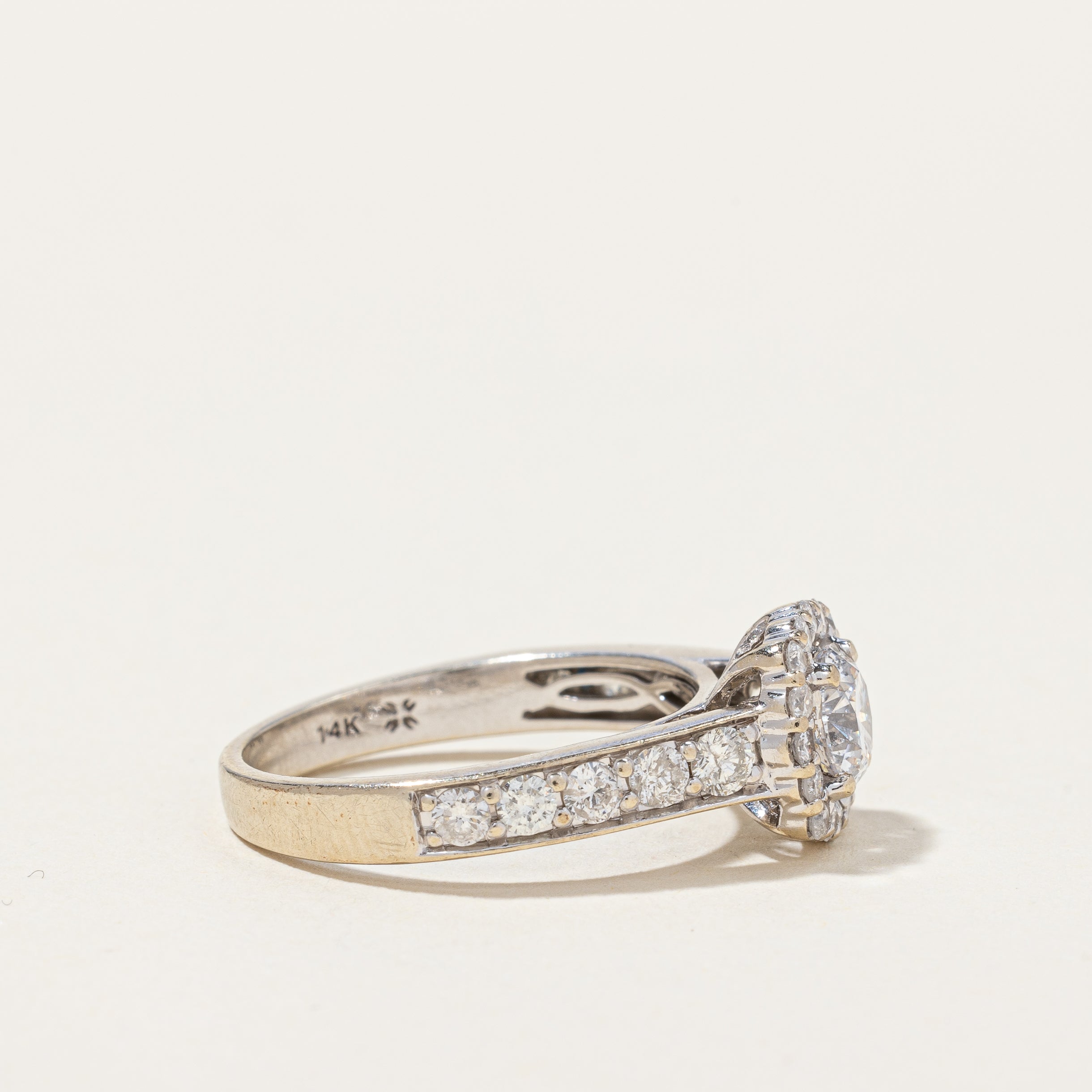 Diamond Halo Engagement Ring | 1.20ctw | SZ 6.75 |
