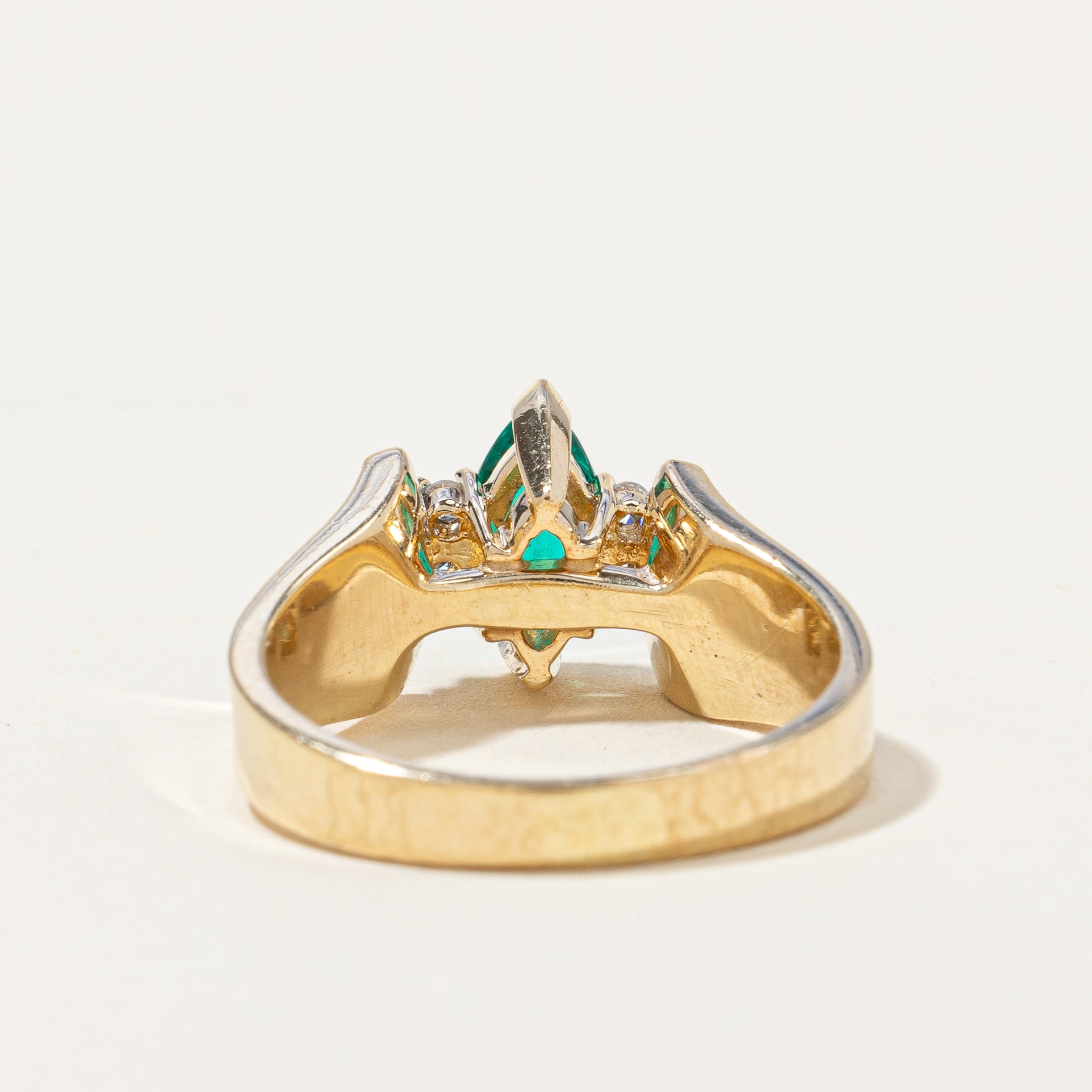 Synthetic Emerald & Natural Diamond Ring | 0.41ct, 0.06ctw | SZ 6 |