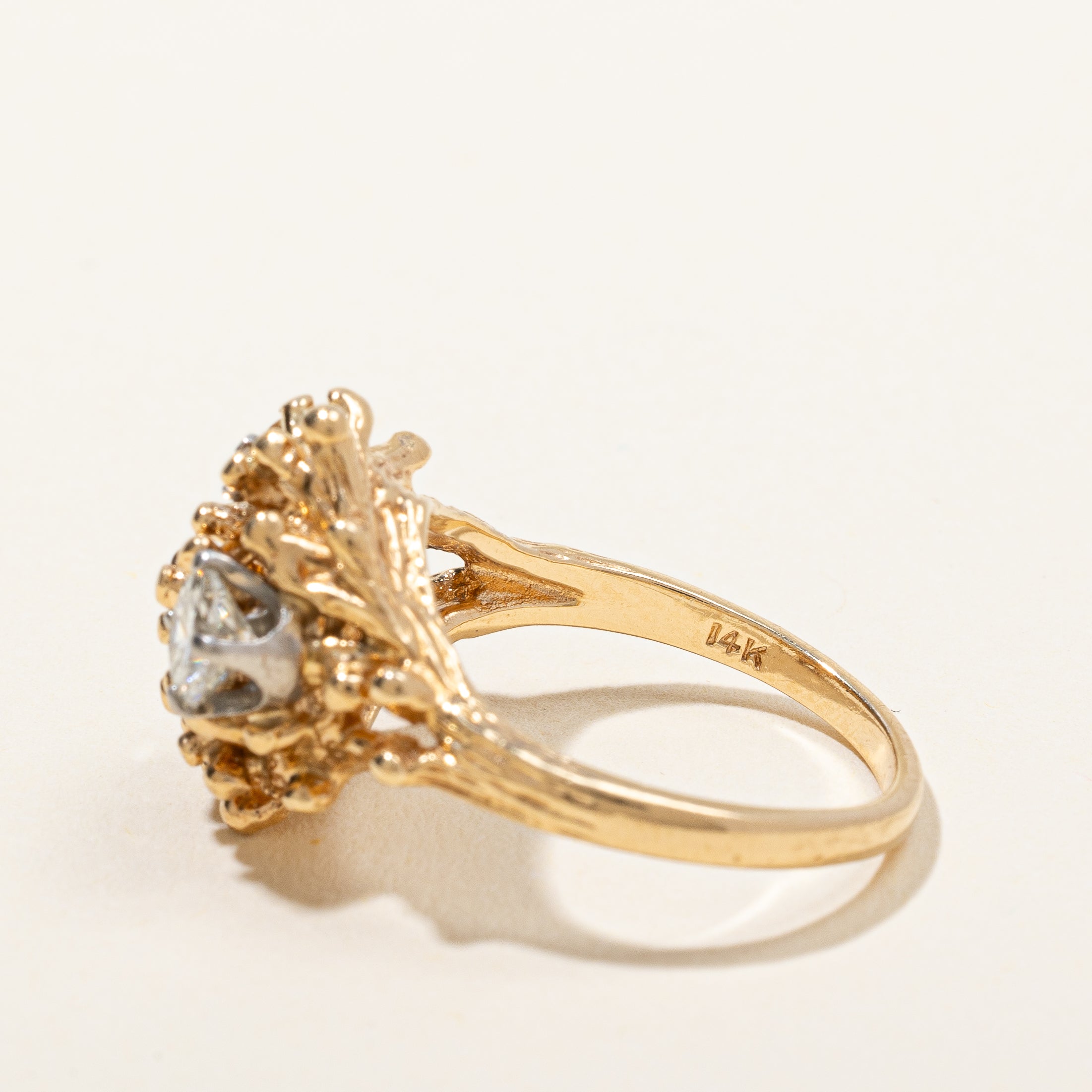 Three Stone Diamond Textured Cocktail Ring | 0.41ctw, SZ 5.25 |
