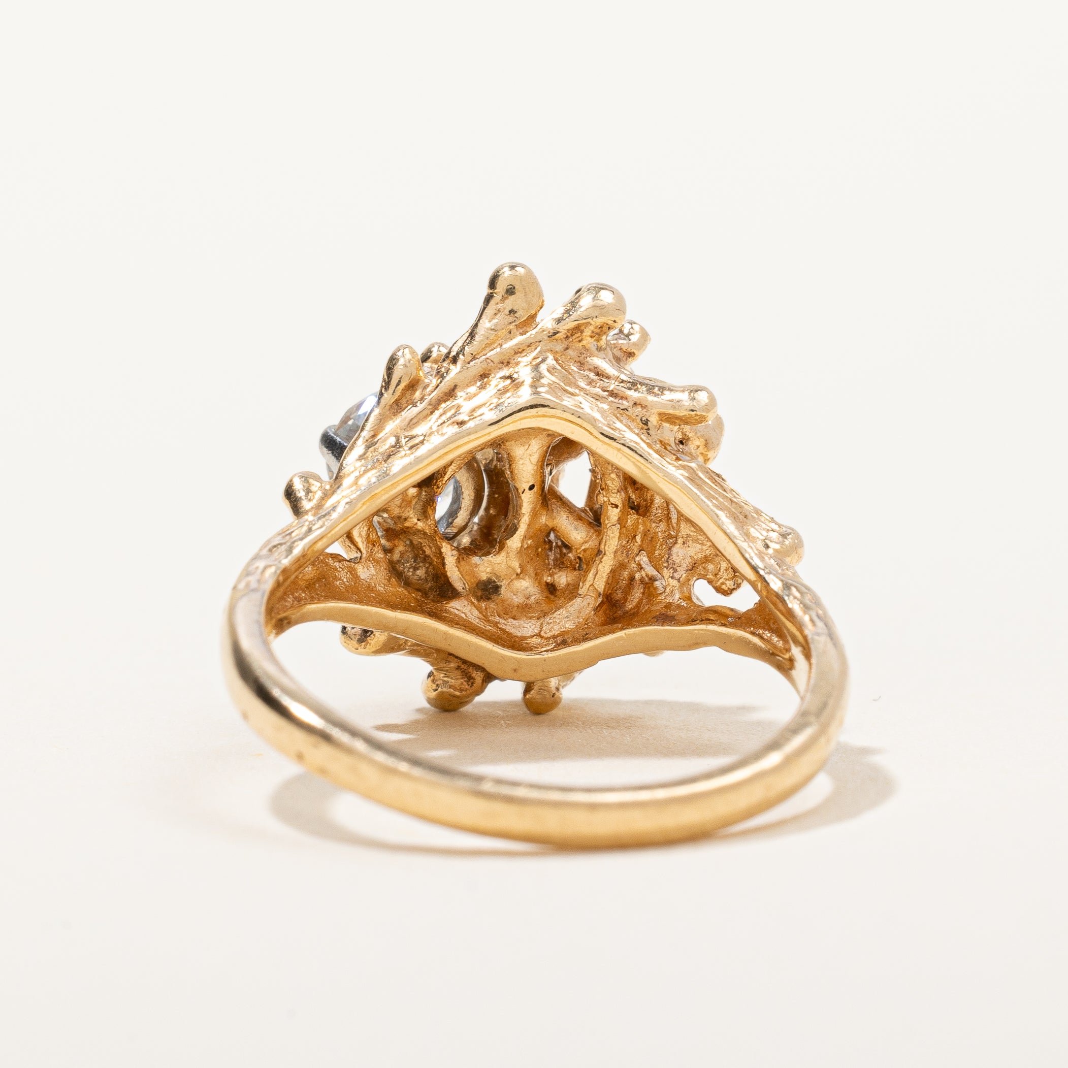 Three Stone Diamond Textured Cocktail Ring | 0.41ctw, SZ 5.25 |