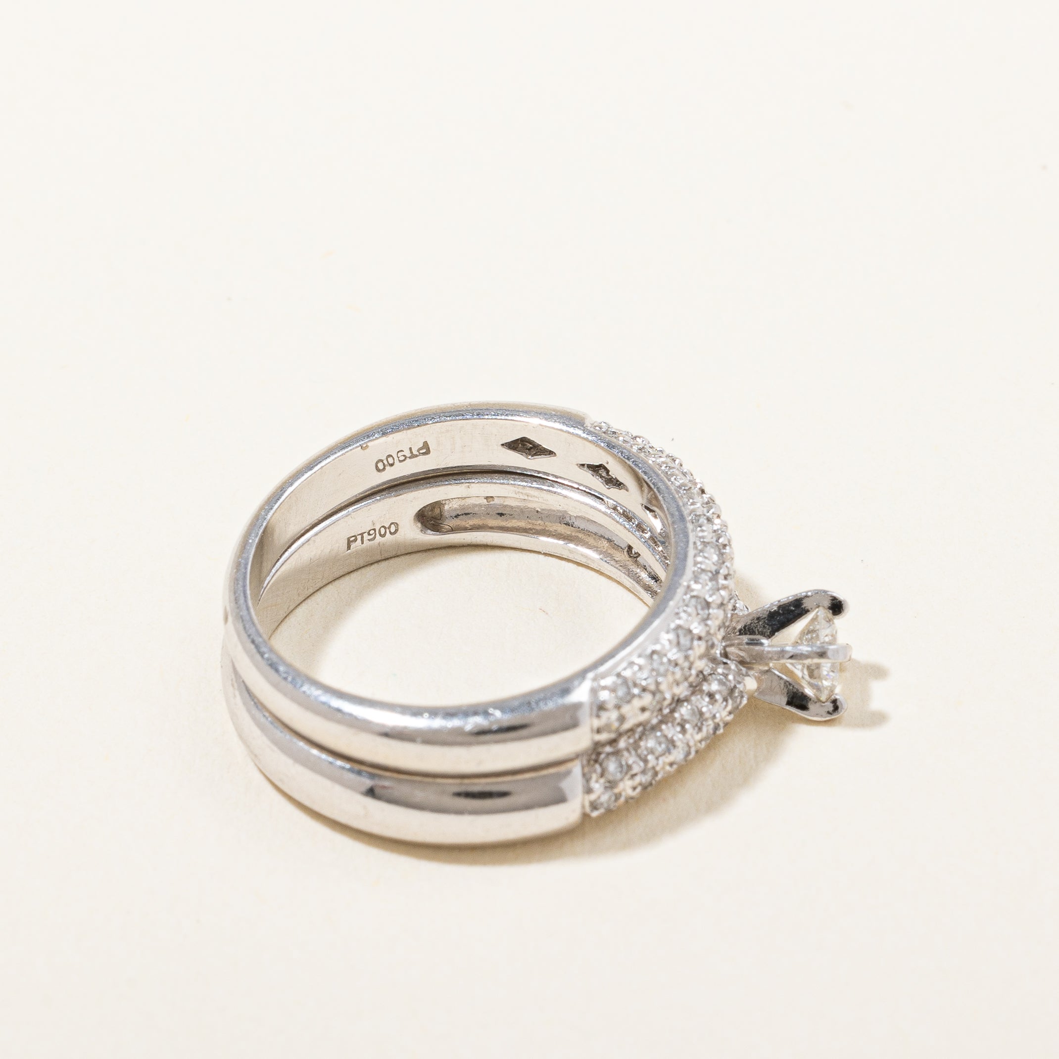 Platinum Pave Diamond Wedding Set | 0.85ctw | SZ 5.75 |