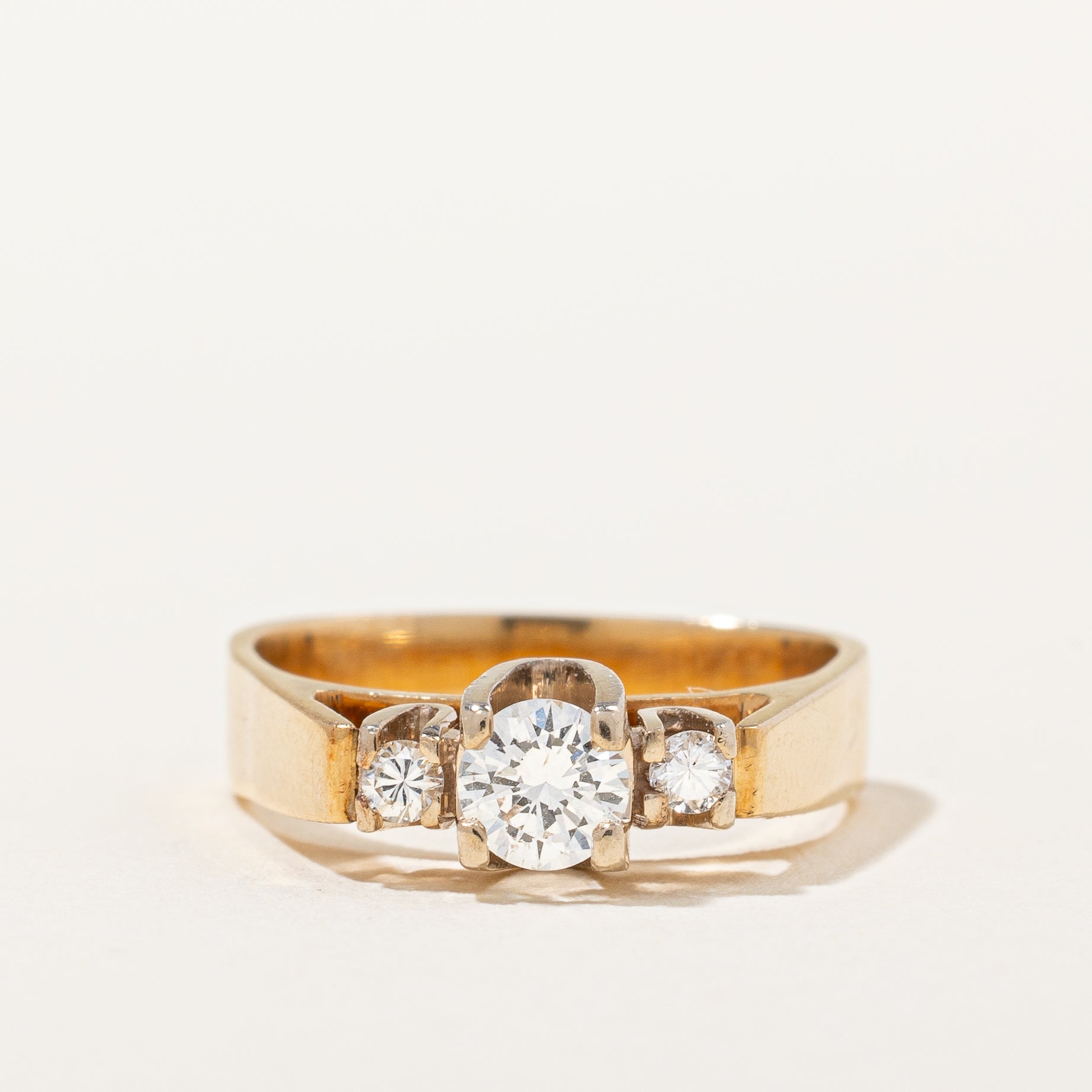 Vintage High Set Three Stone Diamond Engagement Ring | 0.33ctw, SZ 4 |