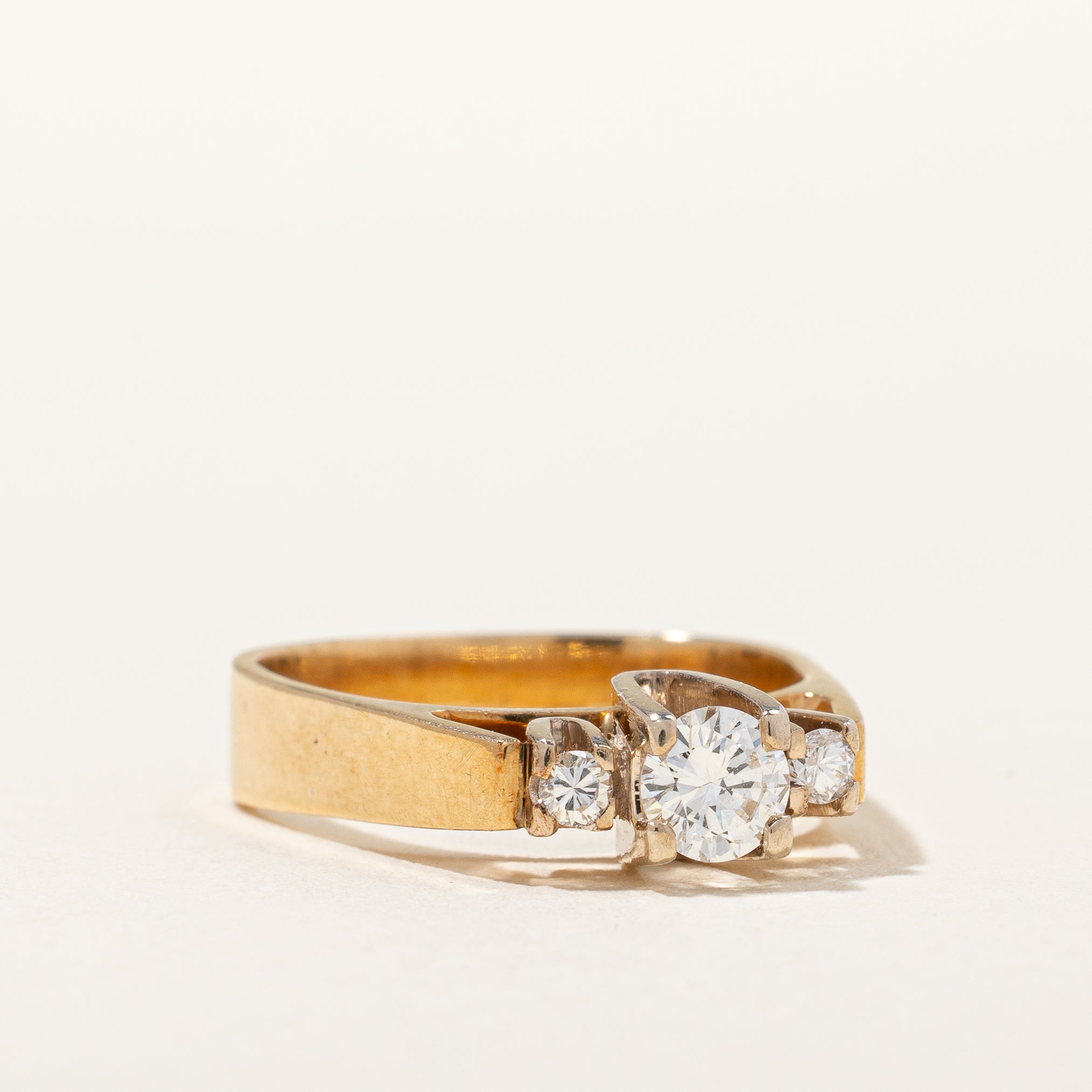Vintage High Set Three Stone Diamond Engagement Ring | 0.33ctw, SZ 4 |