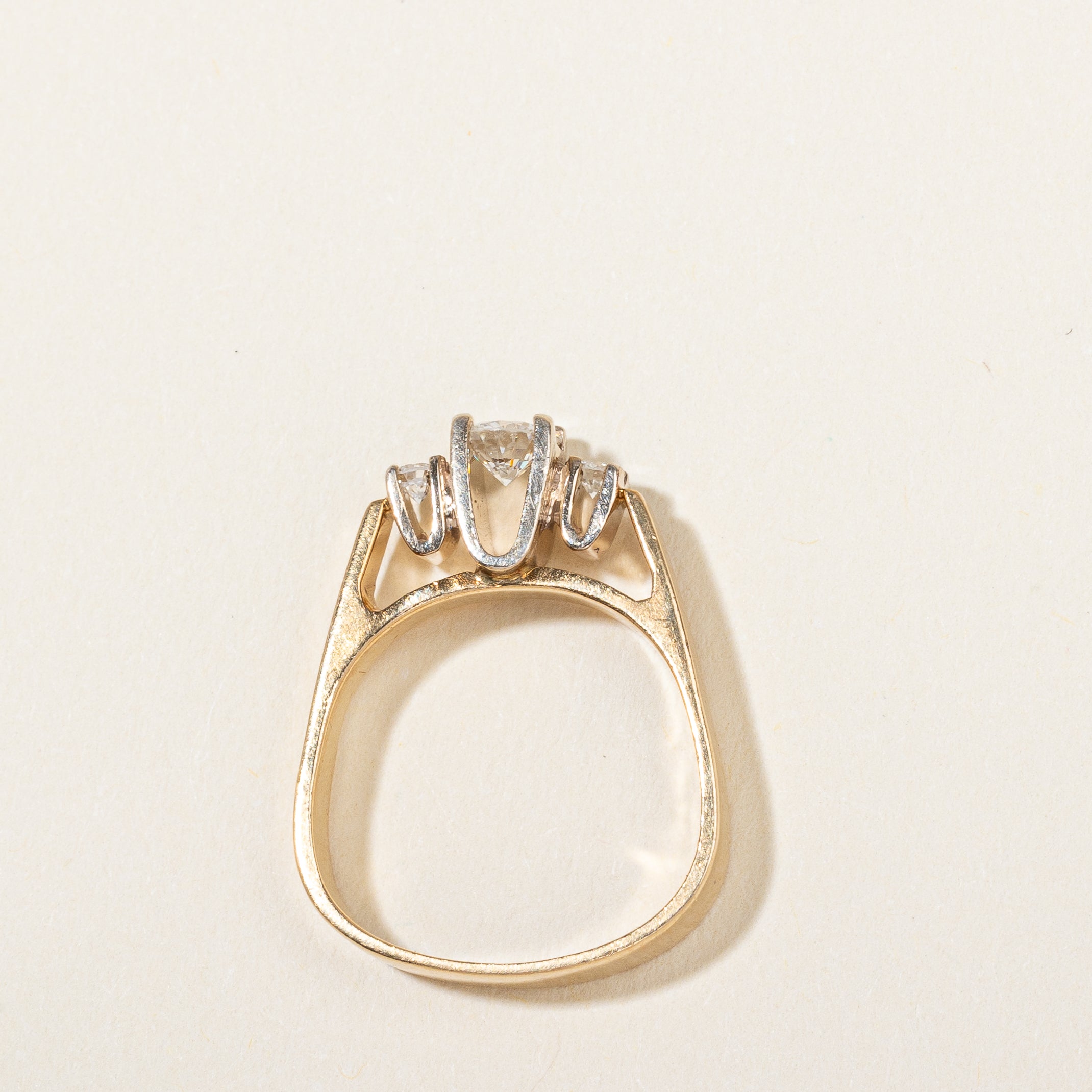 Vintage High Set Three Stone Diamond Engagement Ring | 0.33ctw, SZ 4 |