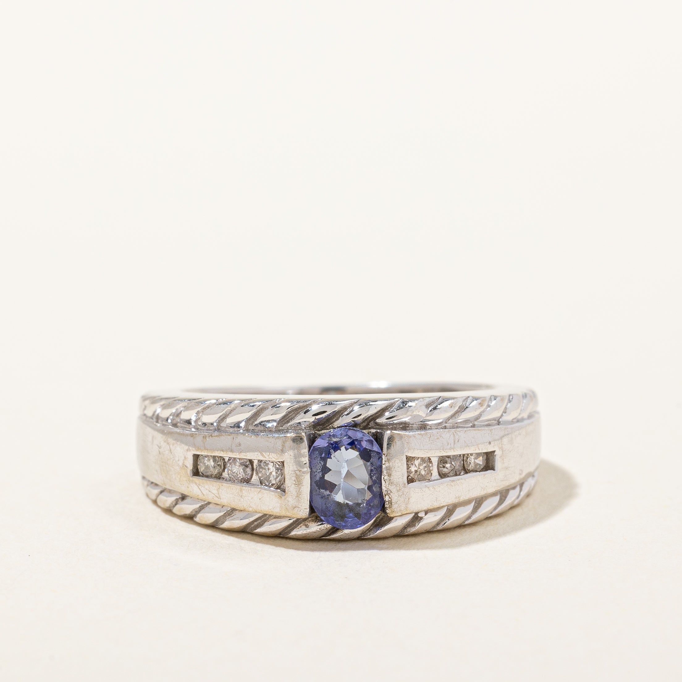 Twist Detailed Tanzanite & Diamond Ring | 0.12 ctw, SZ 5.5 |