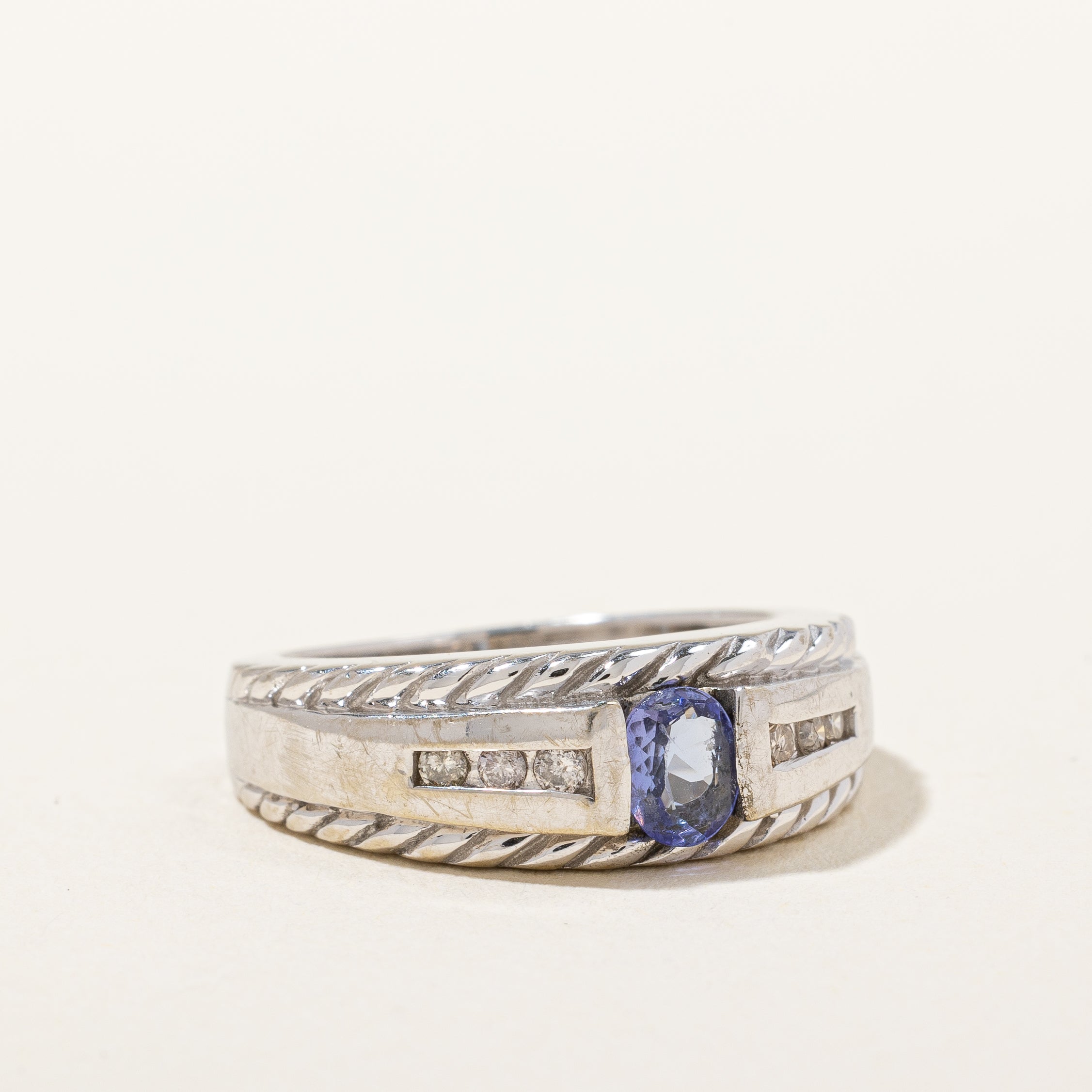 Twist Detailed Tanzanite & Diamond Ring | 0.12 ctw, SZ 5.5 |