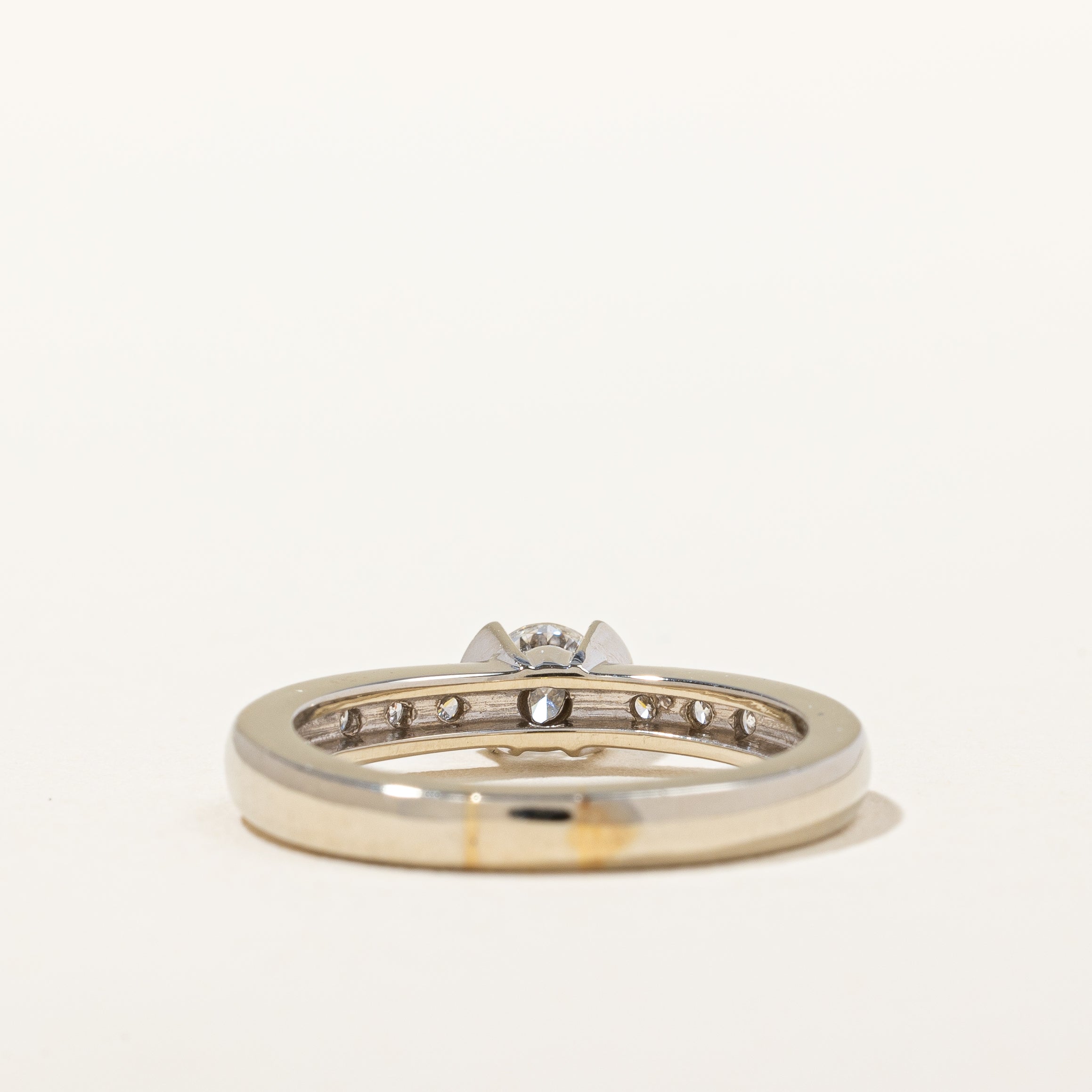 18k Semi Bezel Diamond Accented Engagement Ring | 0.45ctw SI2 F | SZ 6.75 |