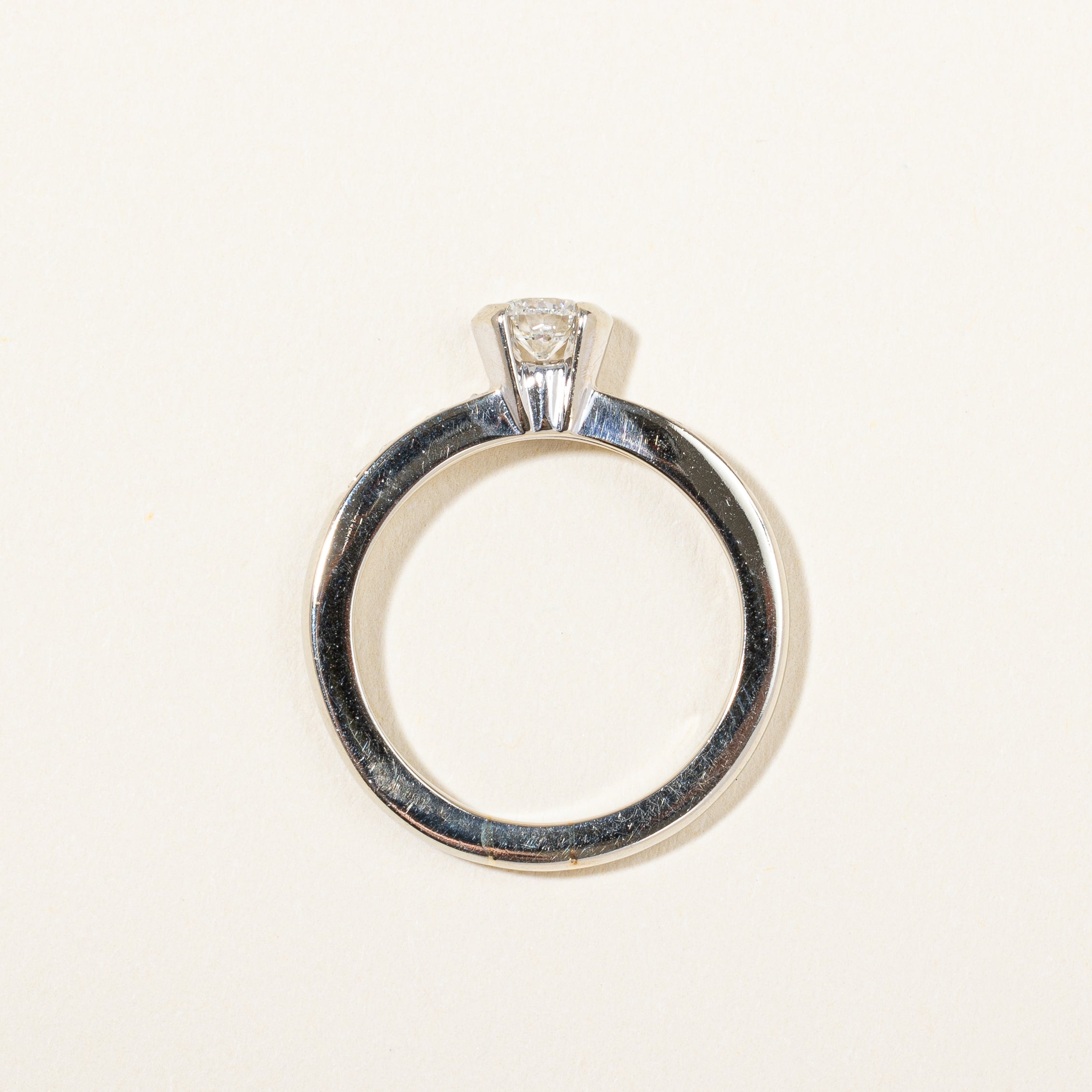 18k Semi Bezel Diamond Accented Engagement Ring | 0.45ctw SI2 F | SZ 6.75 |